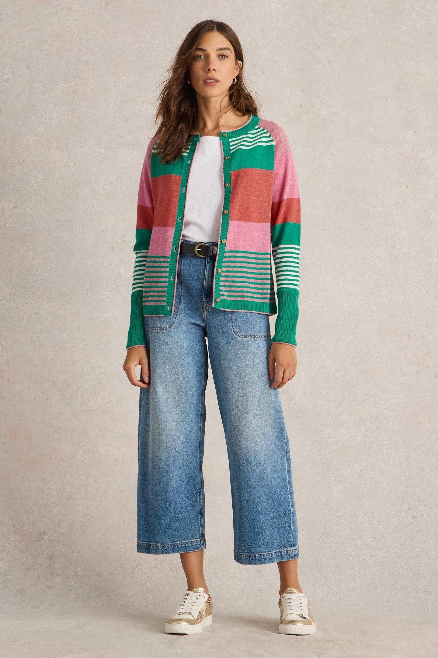 LULU STRIPE CARDI PINK MULTI 1