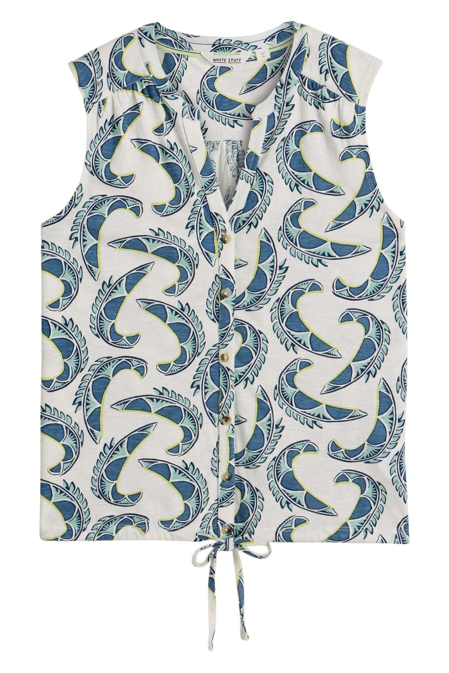 TULIP SLEEVELESS SHIRT IVORY PRINT 3