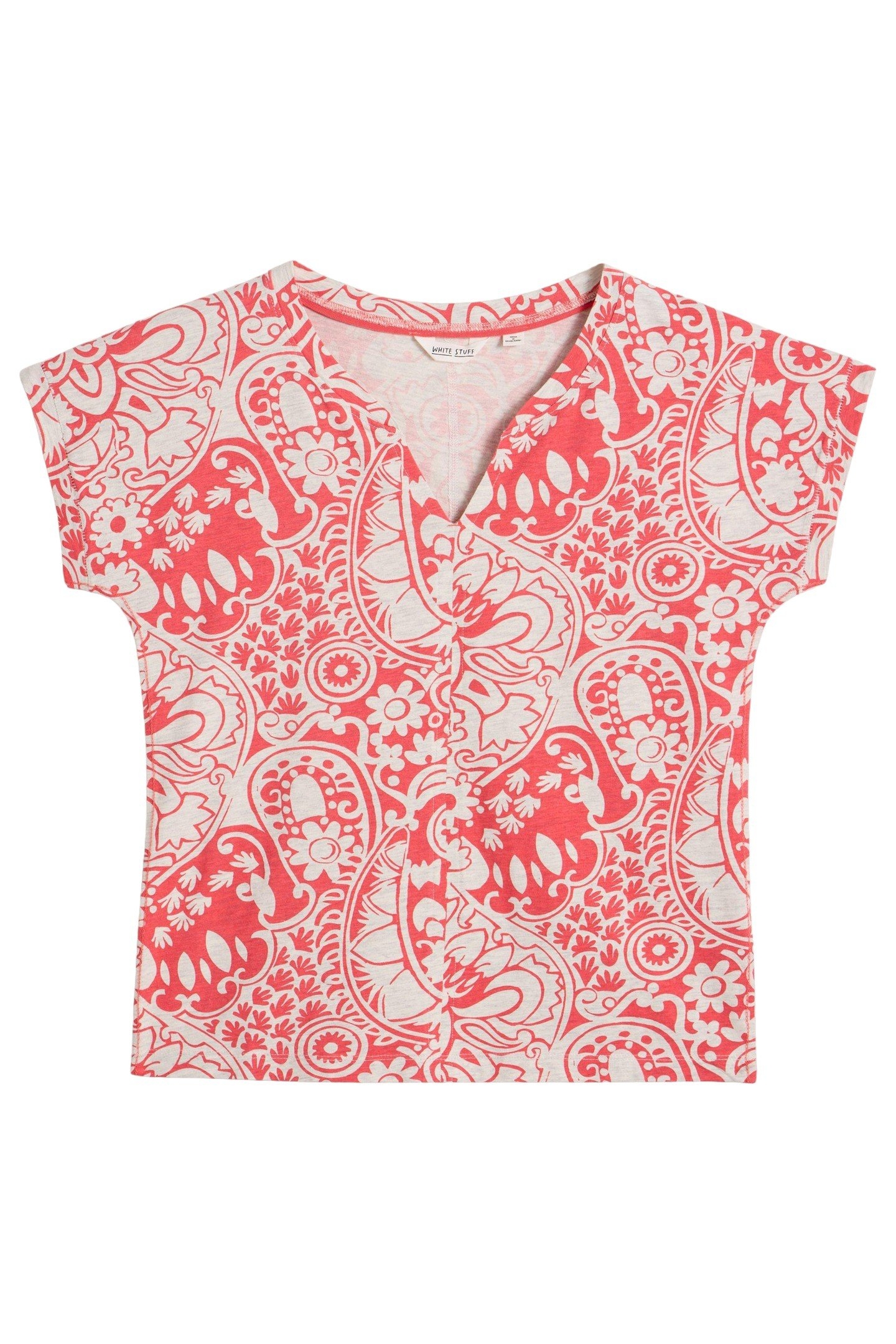 NELLY NOTCH NECK TEE CORAL MULTI 3