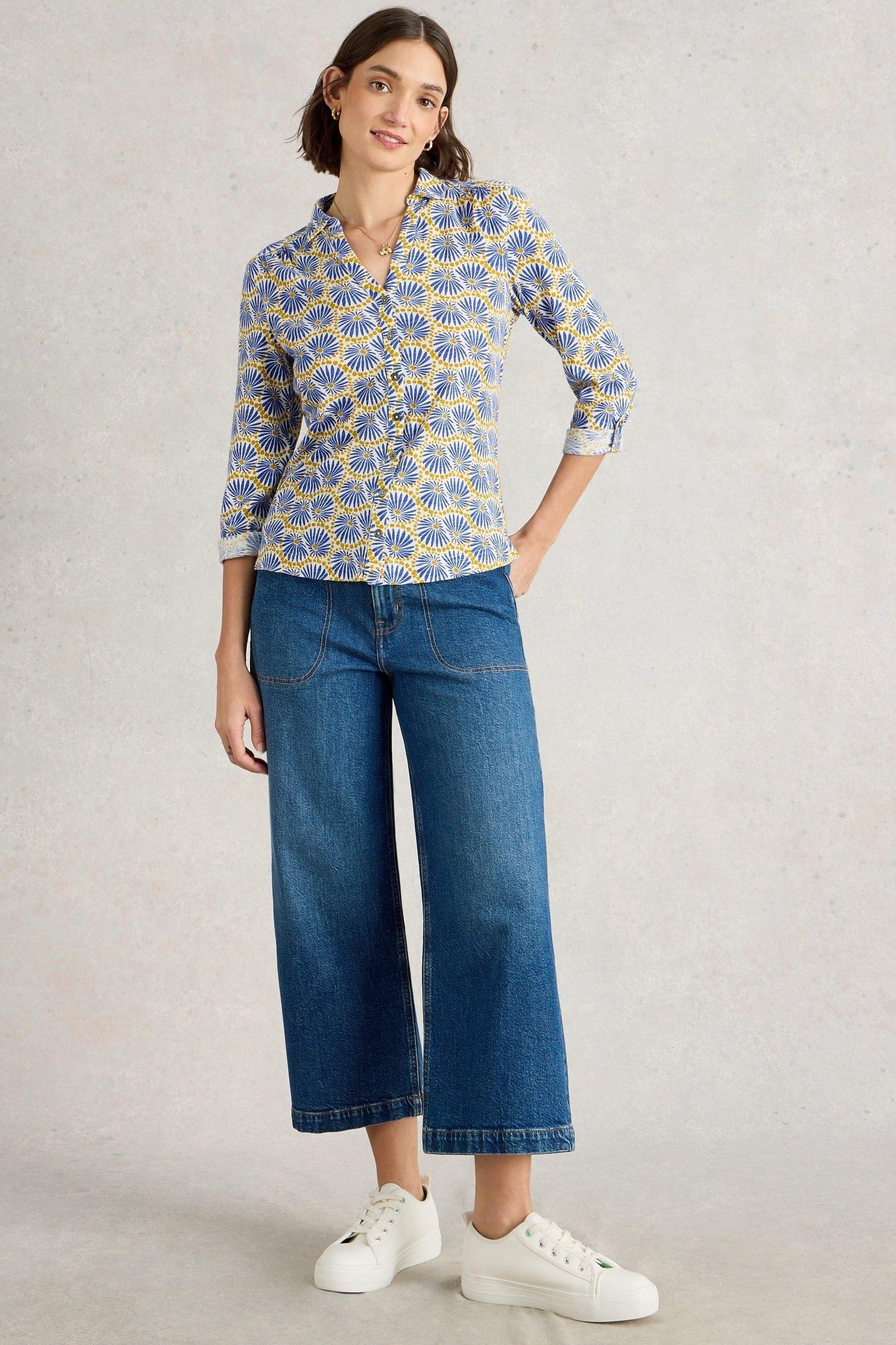 ANNIE JERSEY SHIRT WHITE PRINT 1