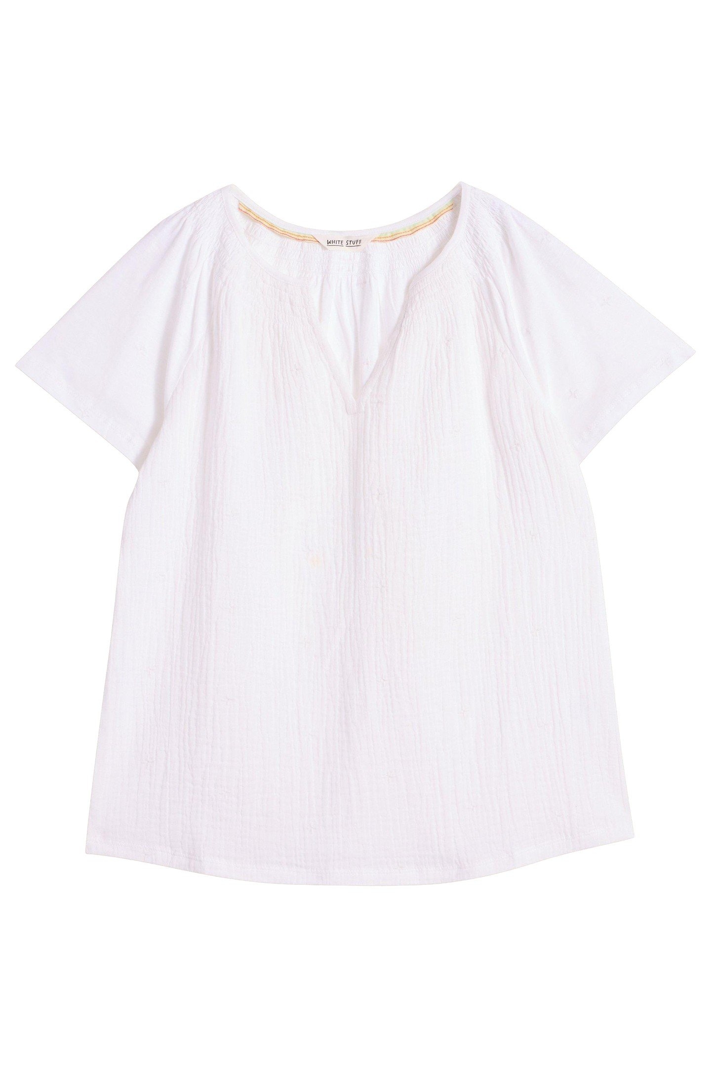 LUELLA NOTCH NECK EMB TOP BRILLIANT WHITE 3