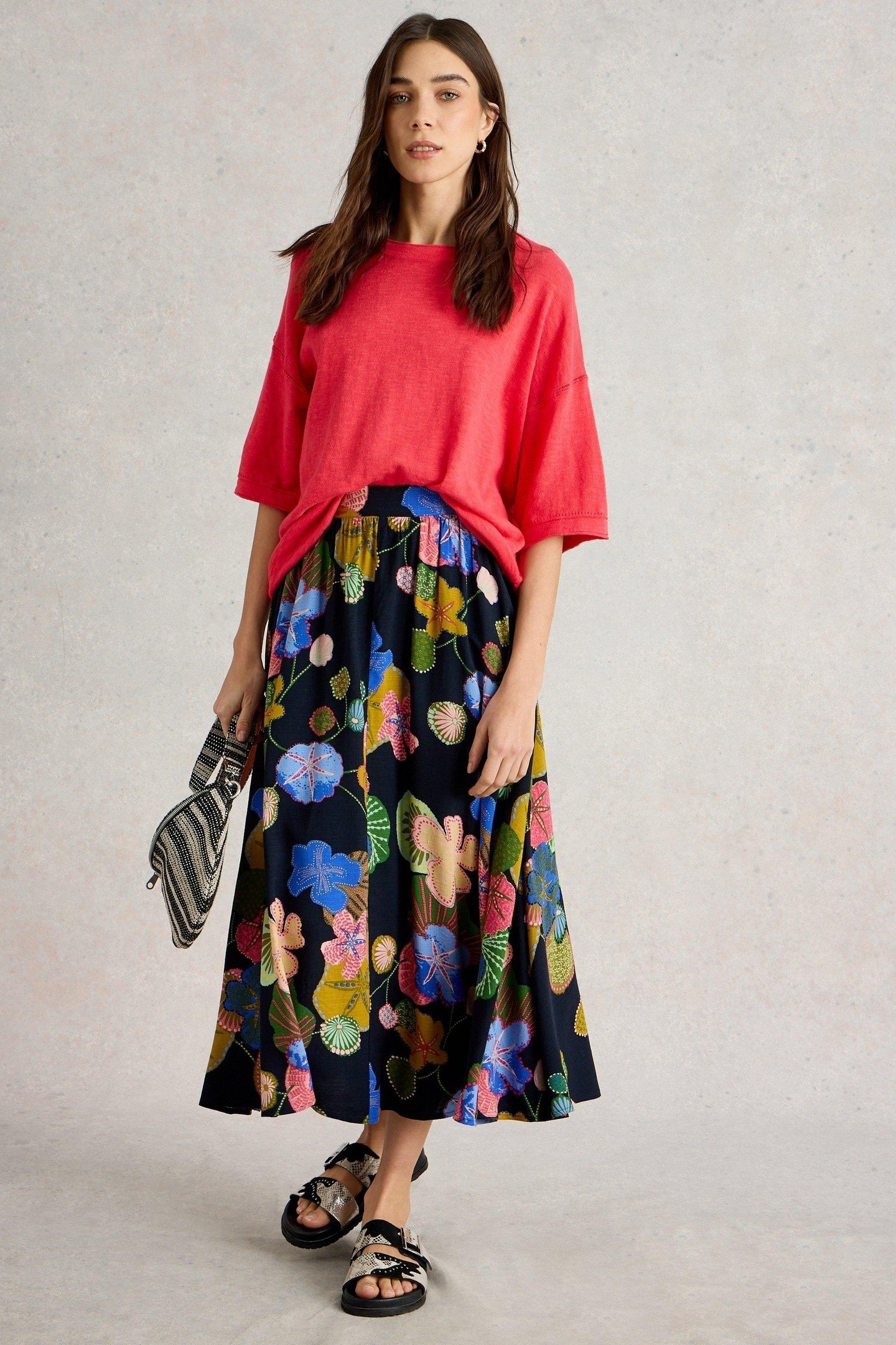 ABIGAIL MIDI SKIRT NAVY PRINT 1