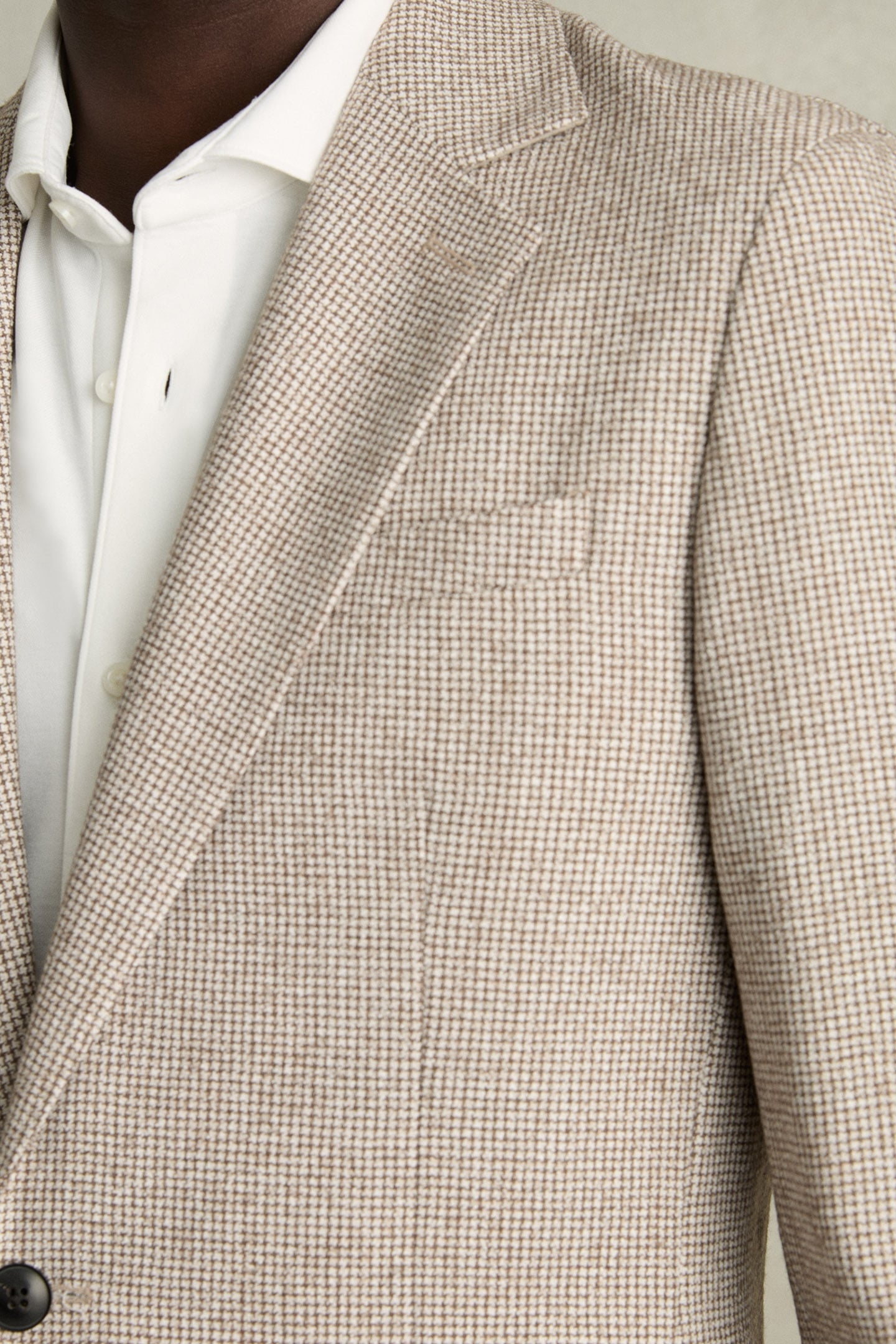 SB 2B NOTCH PUPPYTOOTH BLAZER TAUPE/OFF WHITE 6