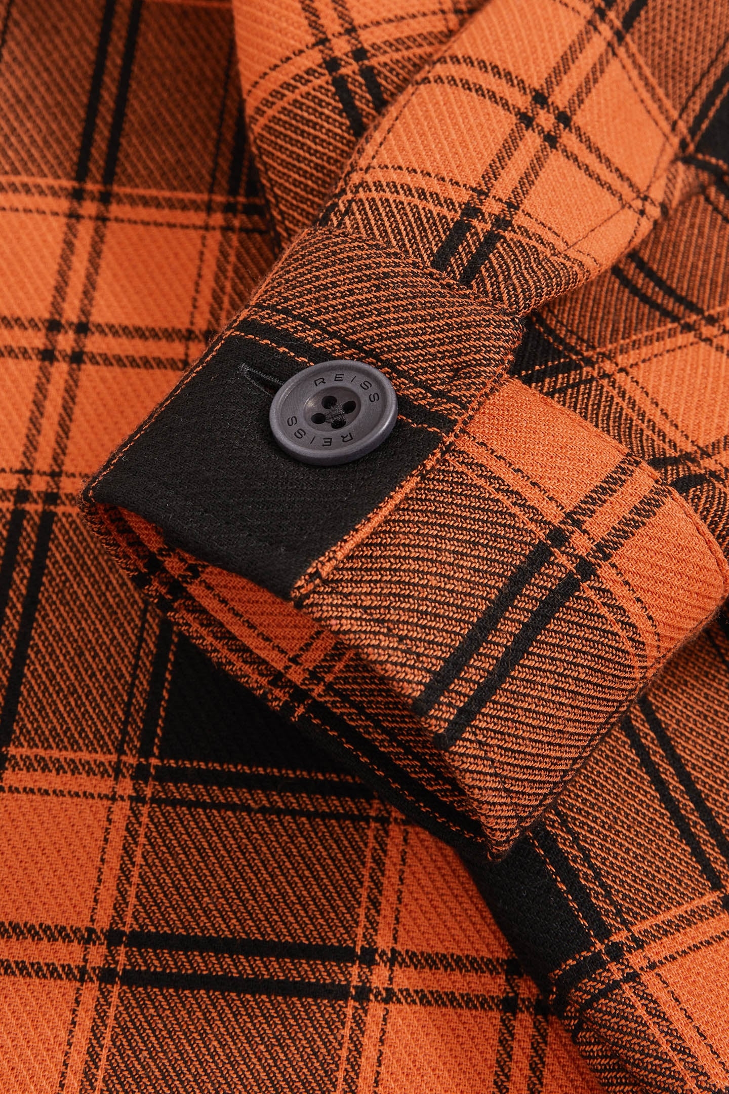 LS EMBROIDERED CHECK TWIN POCKET OVERSHIRT PAPAYA ORANGE/BLA 8