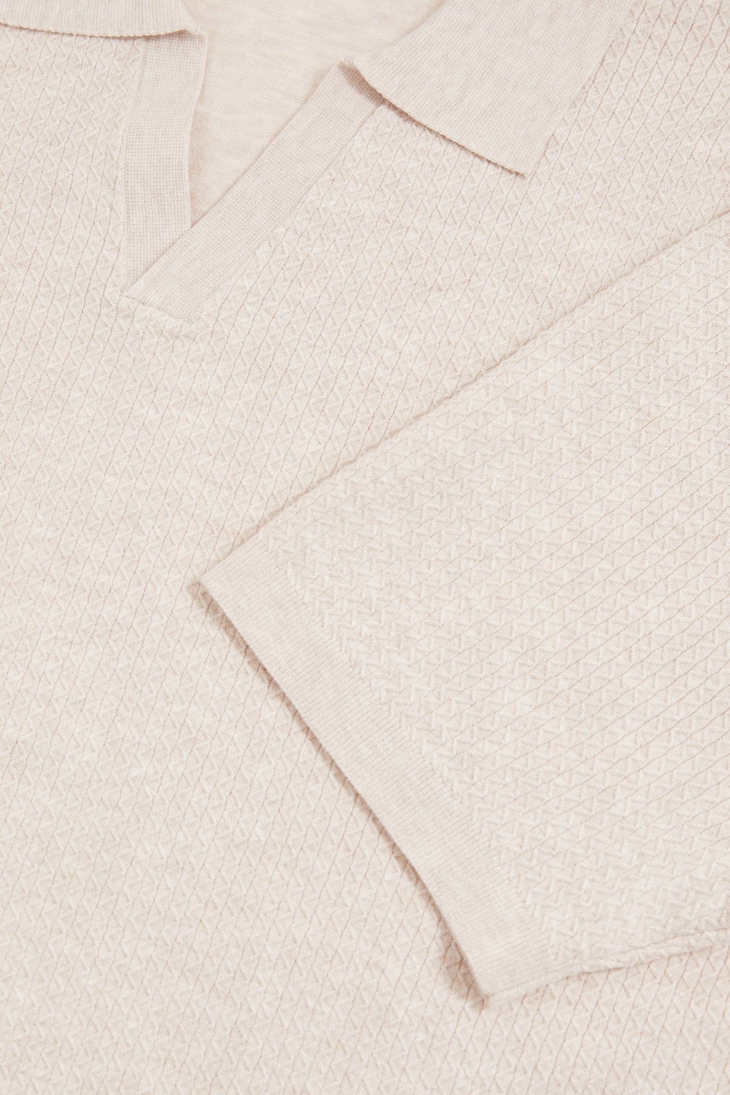 SS OPEN COLLAR SOFT TEXTURED POLO OATMEAL MELANGE 6