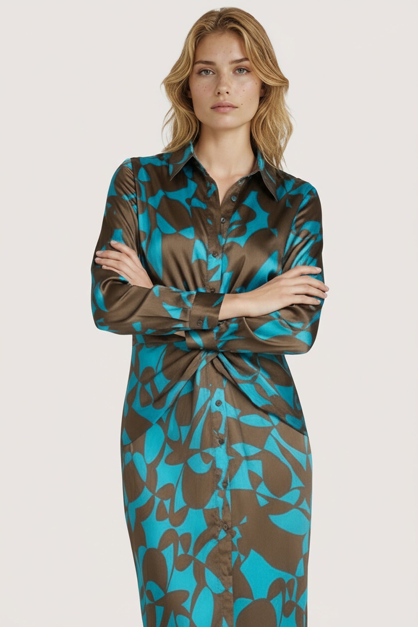 DRESS FANCY SATEEN EXPRESSIVE ROOTS PRINT 2