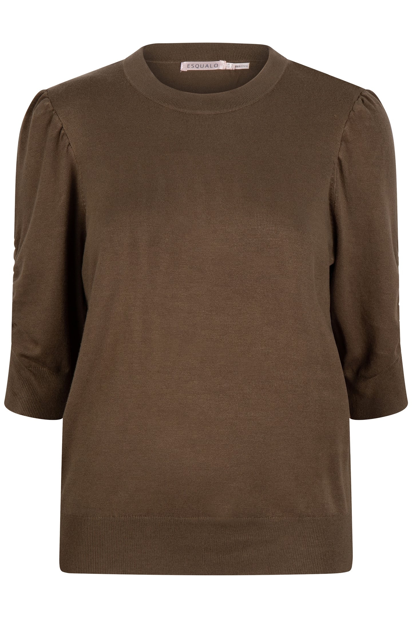 SWEATER SHORT PUFF SLV BASIC KNIT ARMY GREEN 6