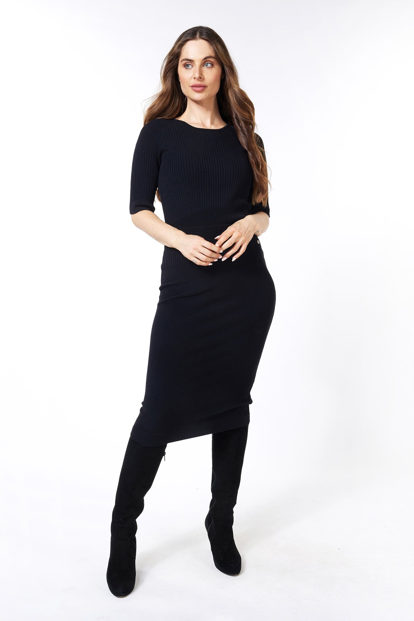 TOP KNITTED MIXED RIB BLACK 2