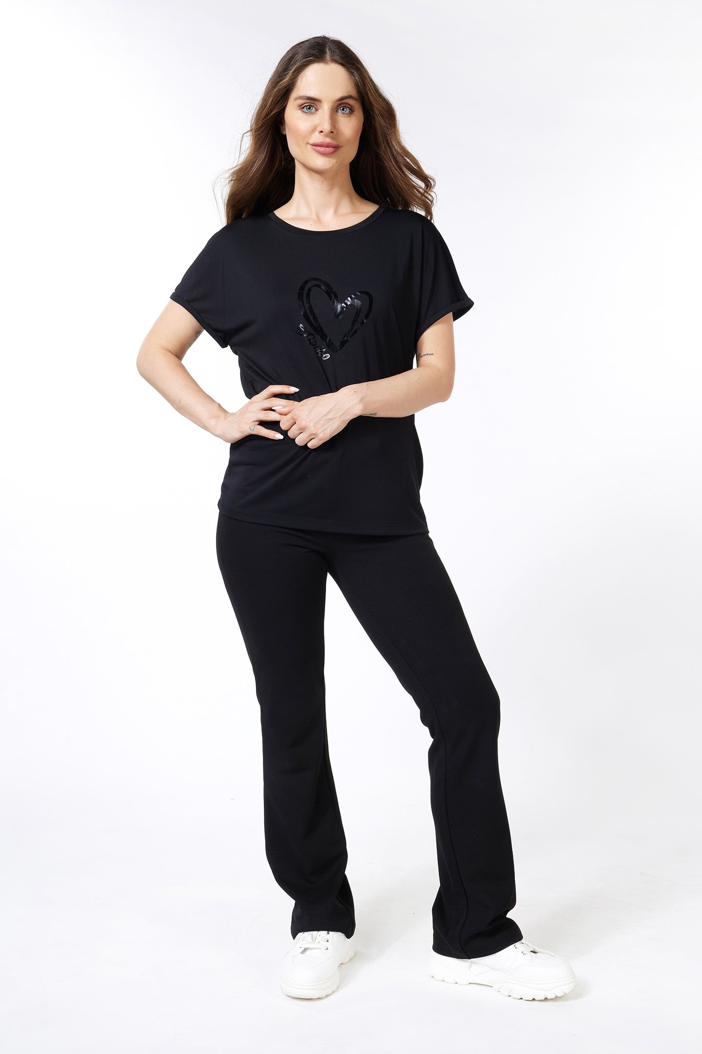 T-SHIRT MODAL TURN UP SLEEVE BLACK 2