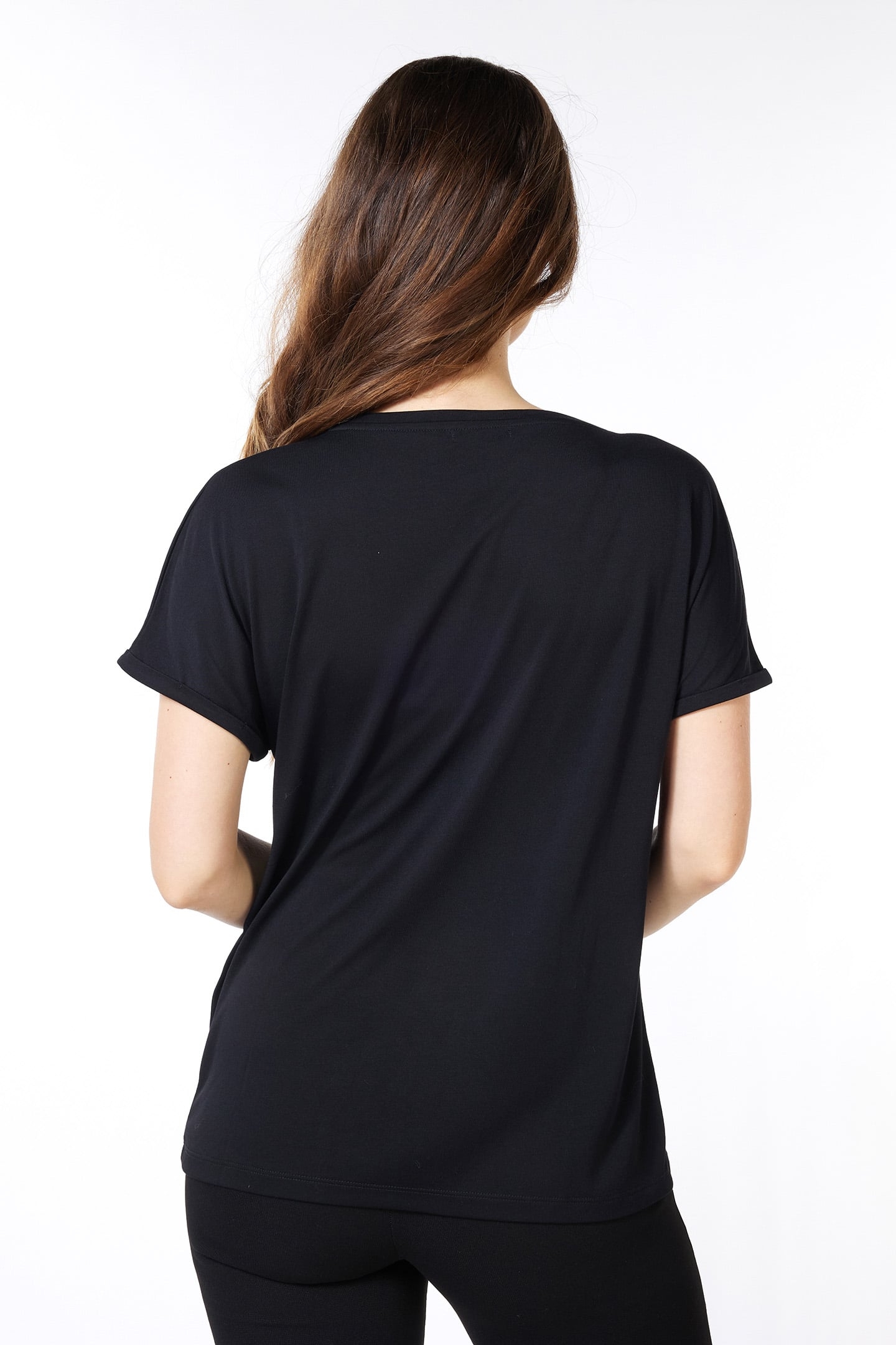 T-SHIRT MODAL TURN UP SLEEVE BLACK 3