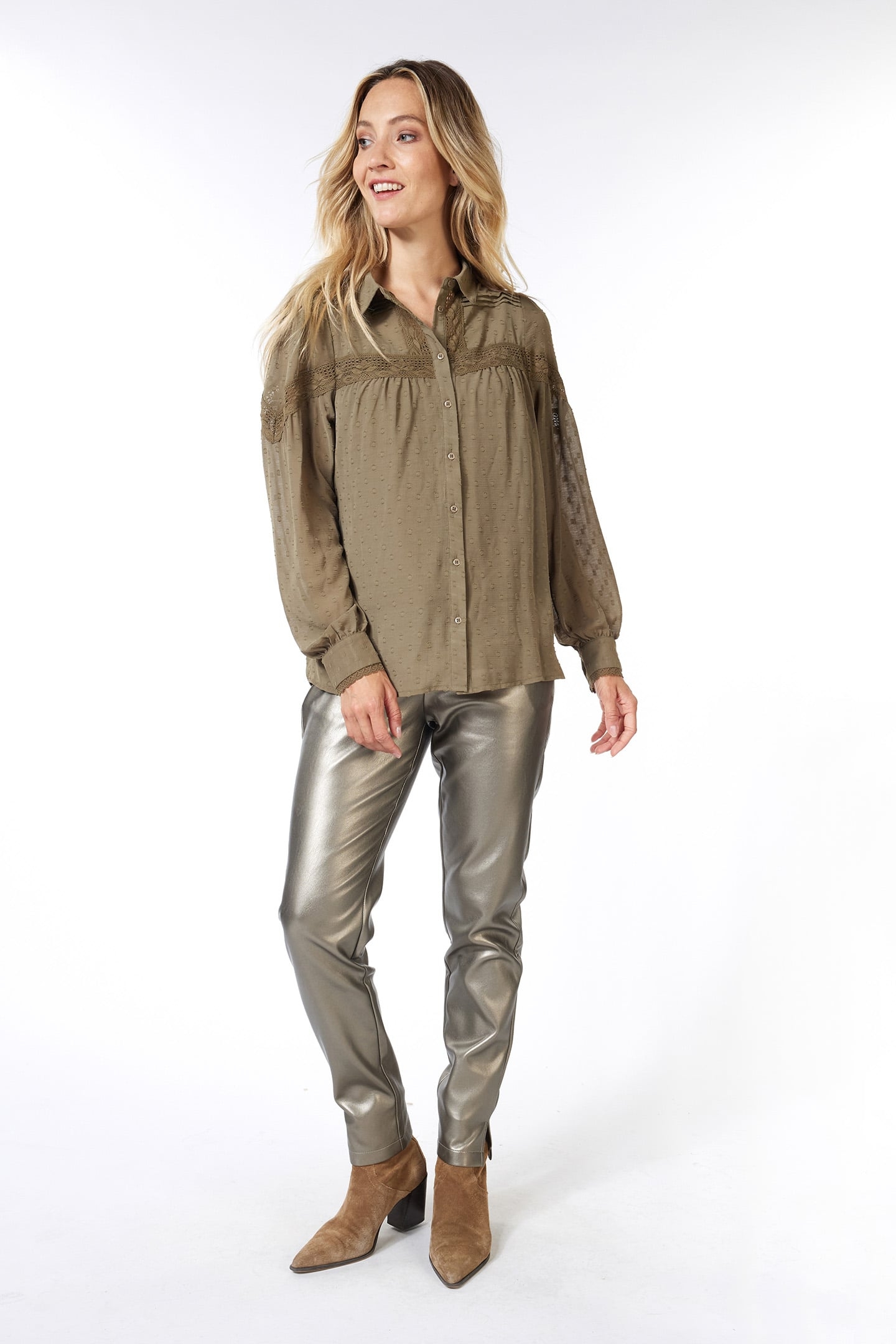 BLOUSE TAPES PLUMETIS ARMY GREEN 1