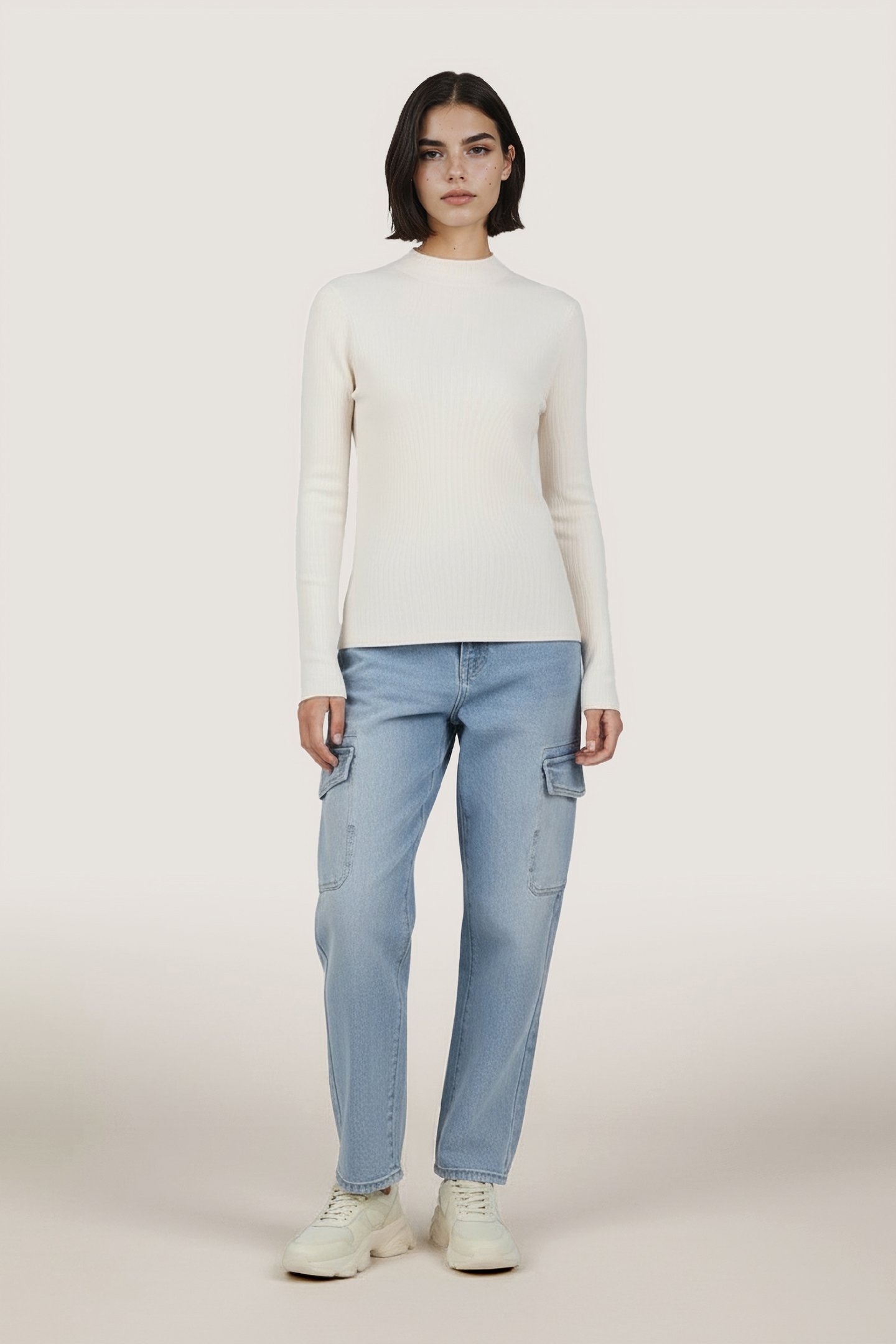 TOP RIB LONG SLVE LIGHT SAND 2