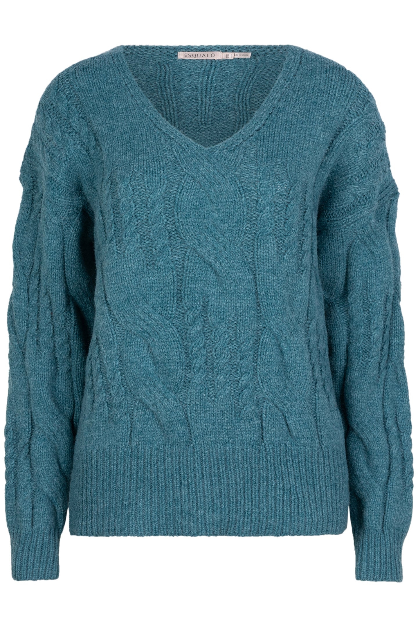 SWEATER CABLES V-NECK GALAXY BLUE 5