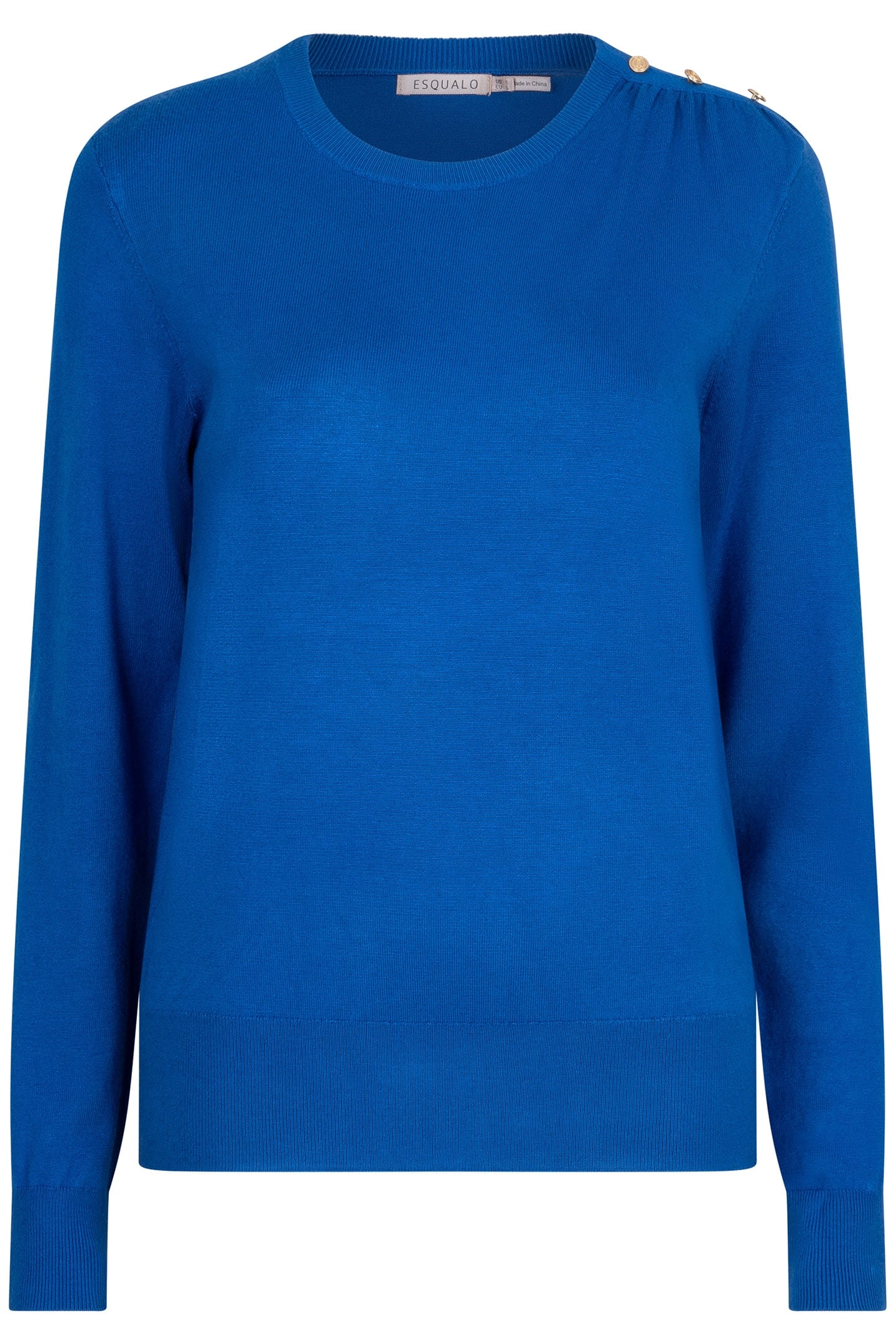SWEATER GATHERING BUTTON DETAILS BASIC KNIT BRILLIANT BLUE 3
