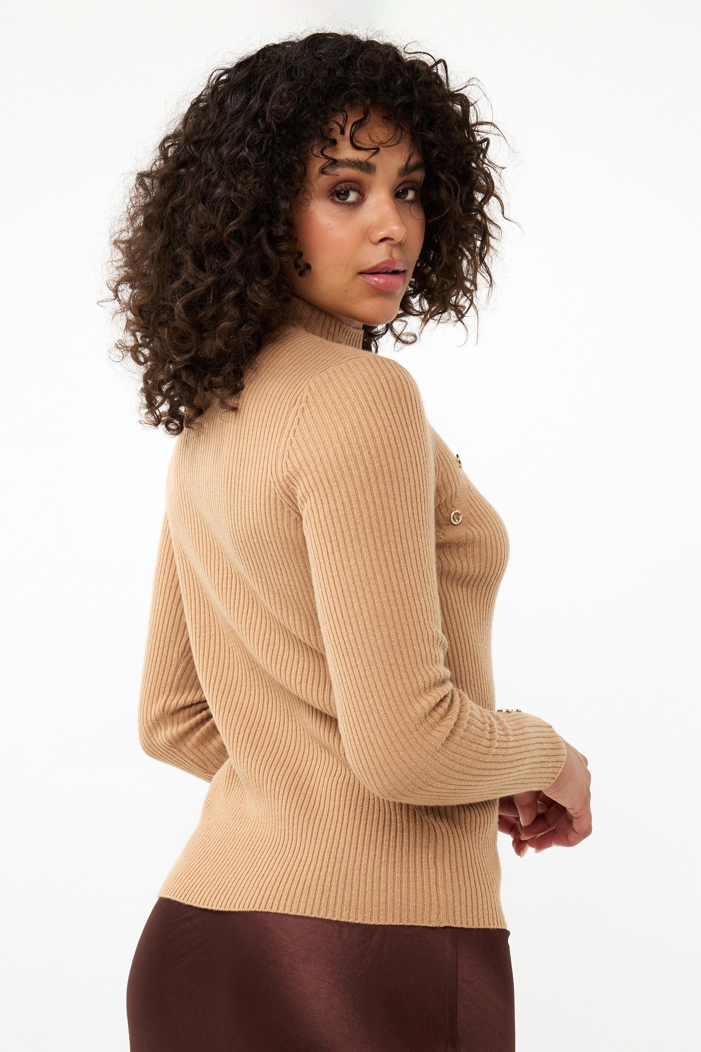 SWEATER COL A-SYM BUTTONS BRANDY 3