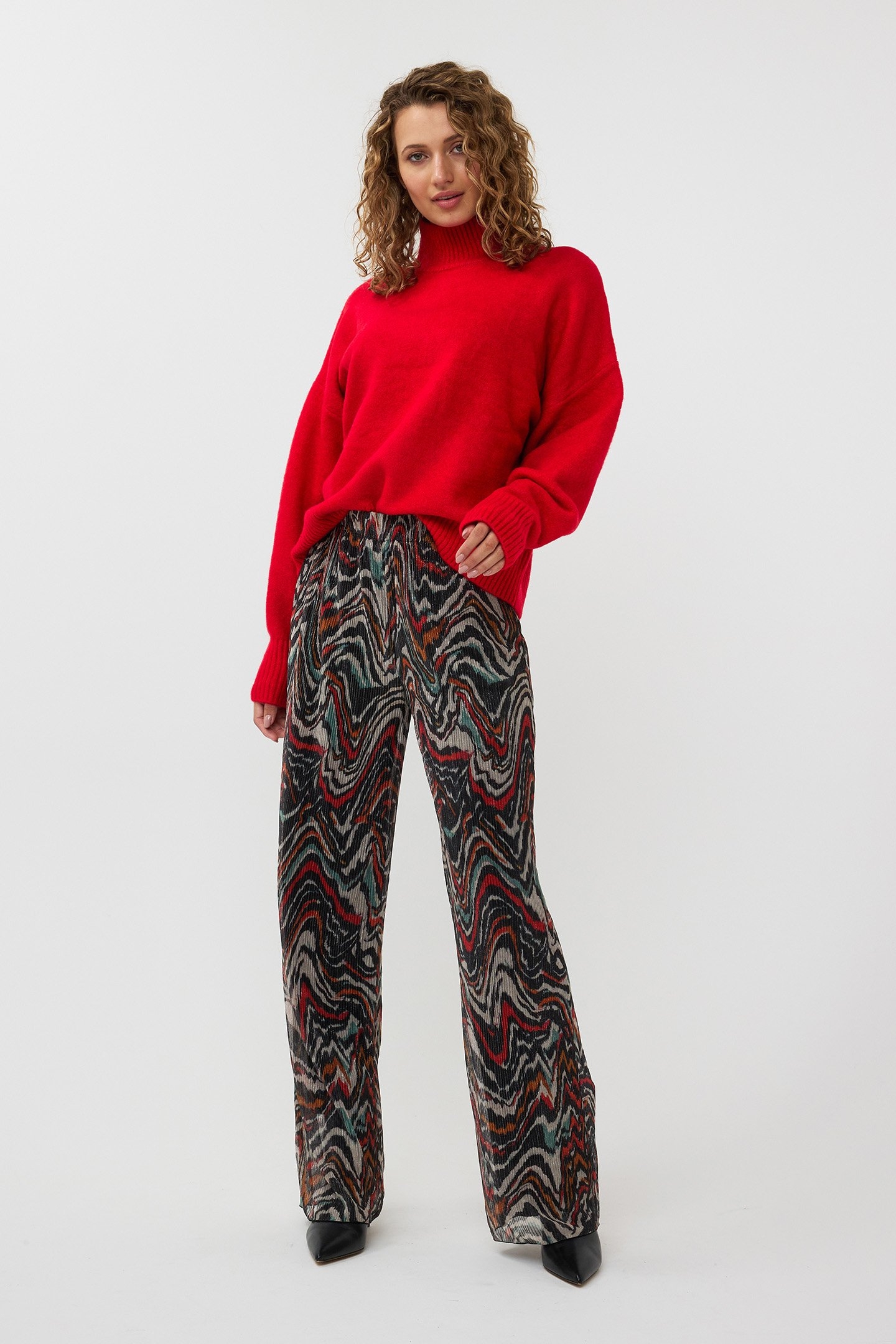 TROUSERS LUREX PLISSE WAVES PRINT 2