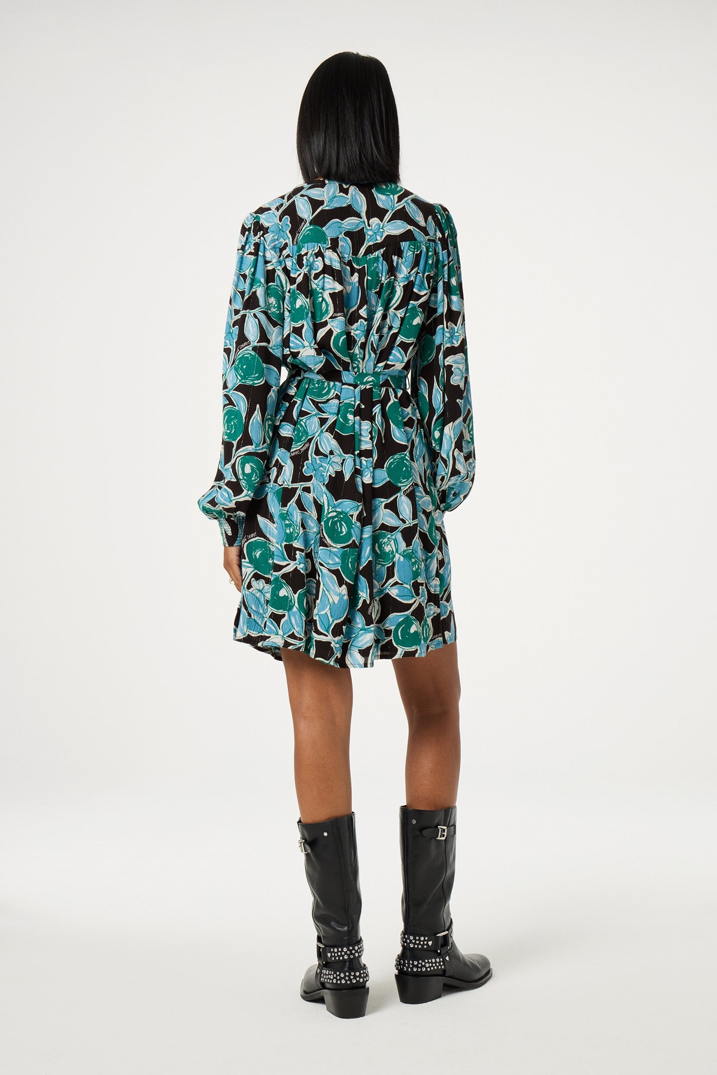 WILLA SHORT DRESS BLACK/BOTTLE GREEN 2