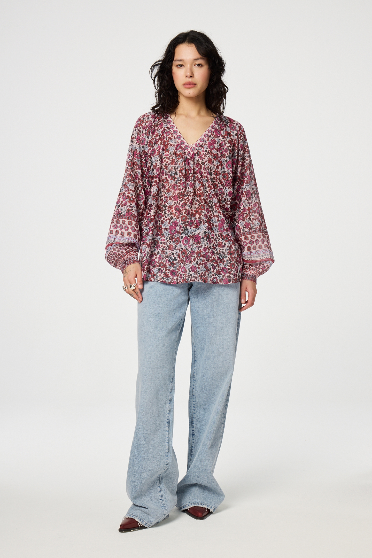 ANAN TOP CERISE RED/POWDER BL 2