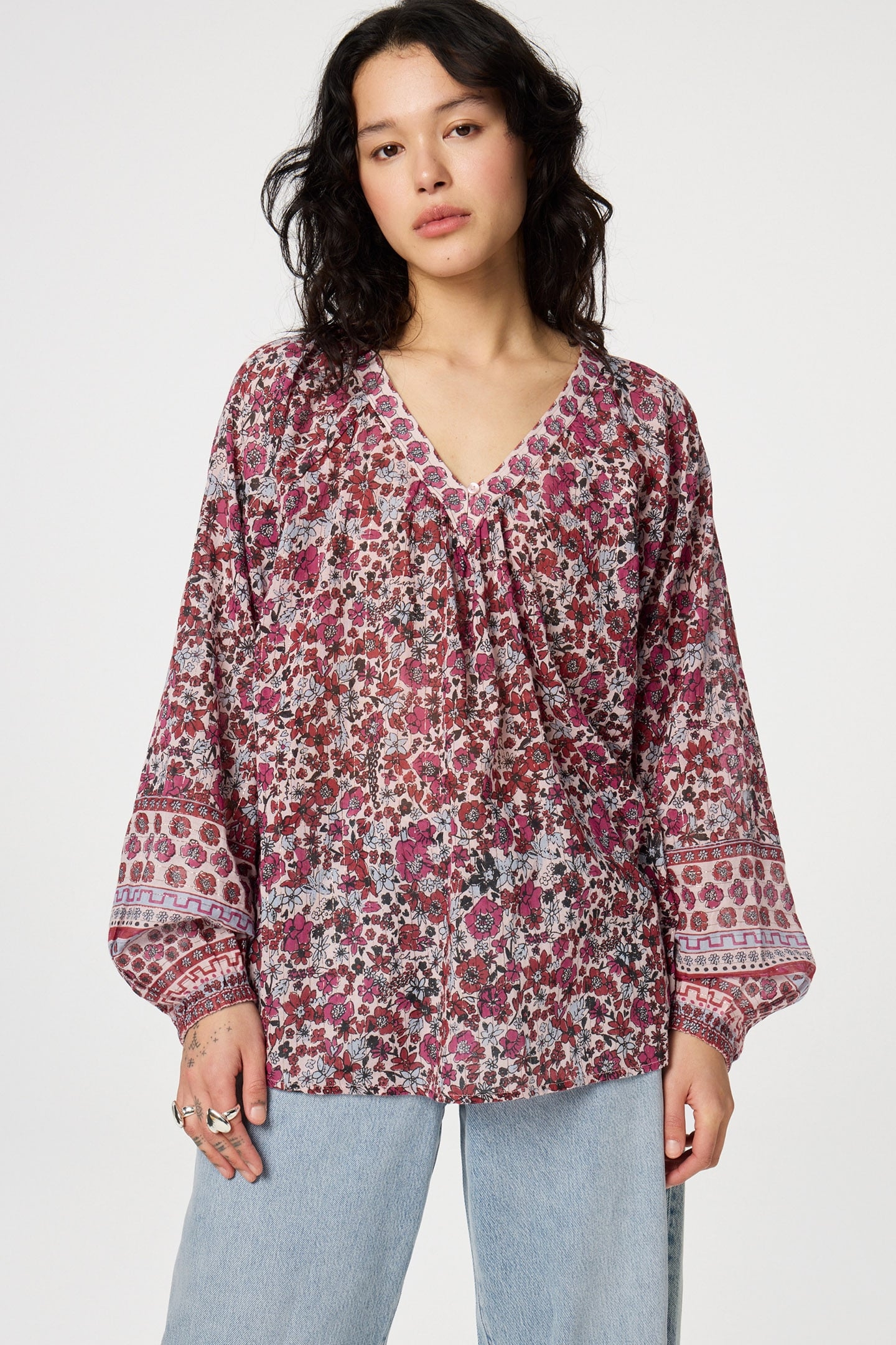 ANAN TOP CERISE RED/POWDER BL 1