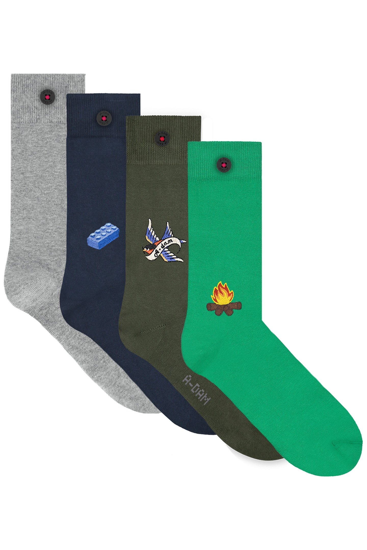 UNISEX A-DAM 4-PACK CASUAL SOCKS MULTICOLOR 1