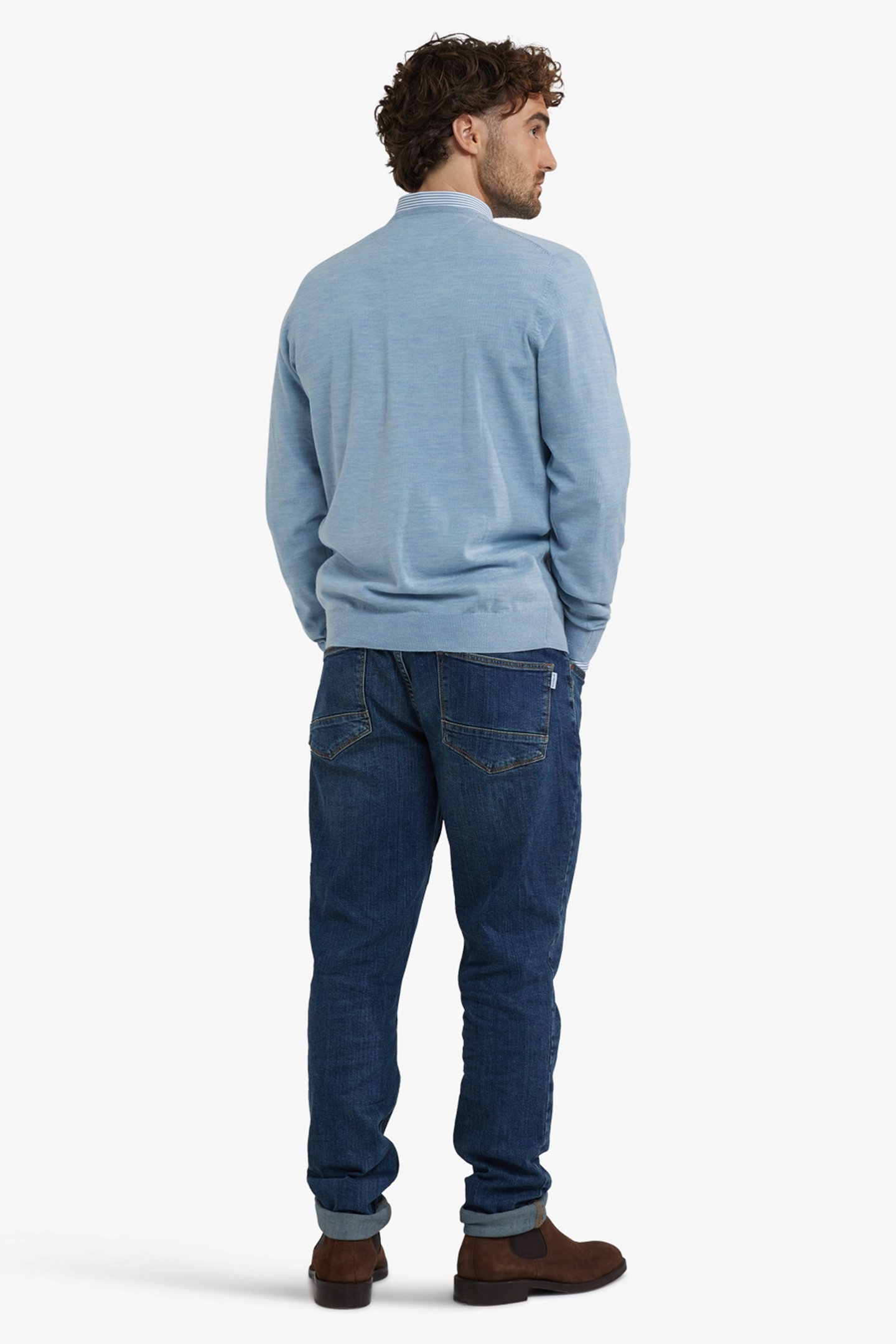 FINE MERINO V-NECK SWEATER LIGHT BLUE 3