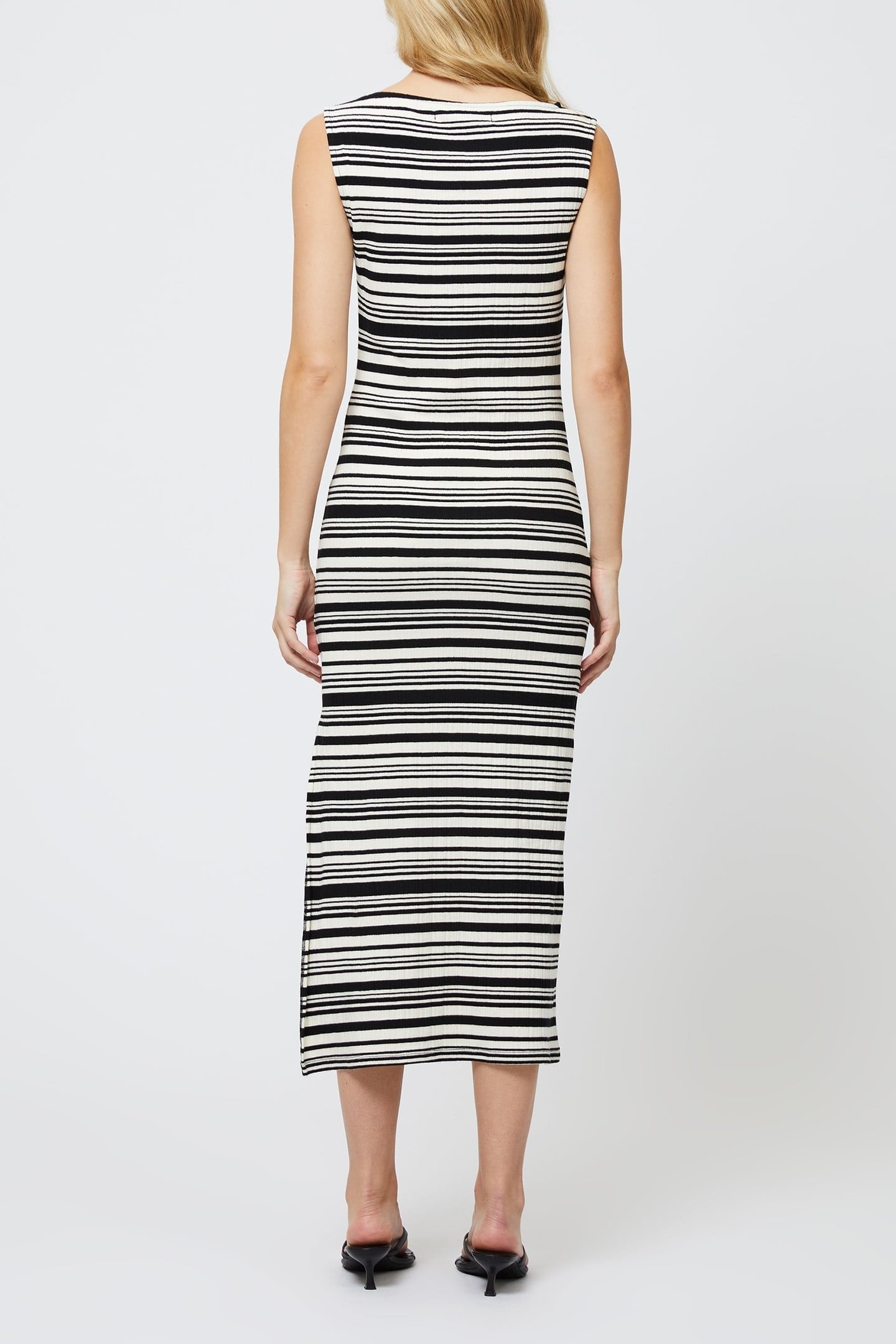 SASIA RIB STRIPE SLVSS DRESS BLACK/WHITE 5