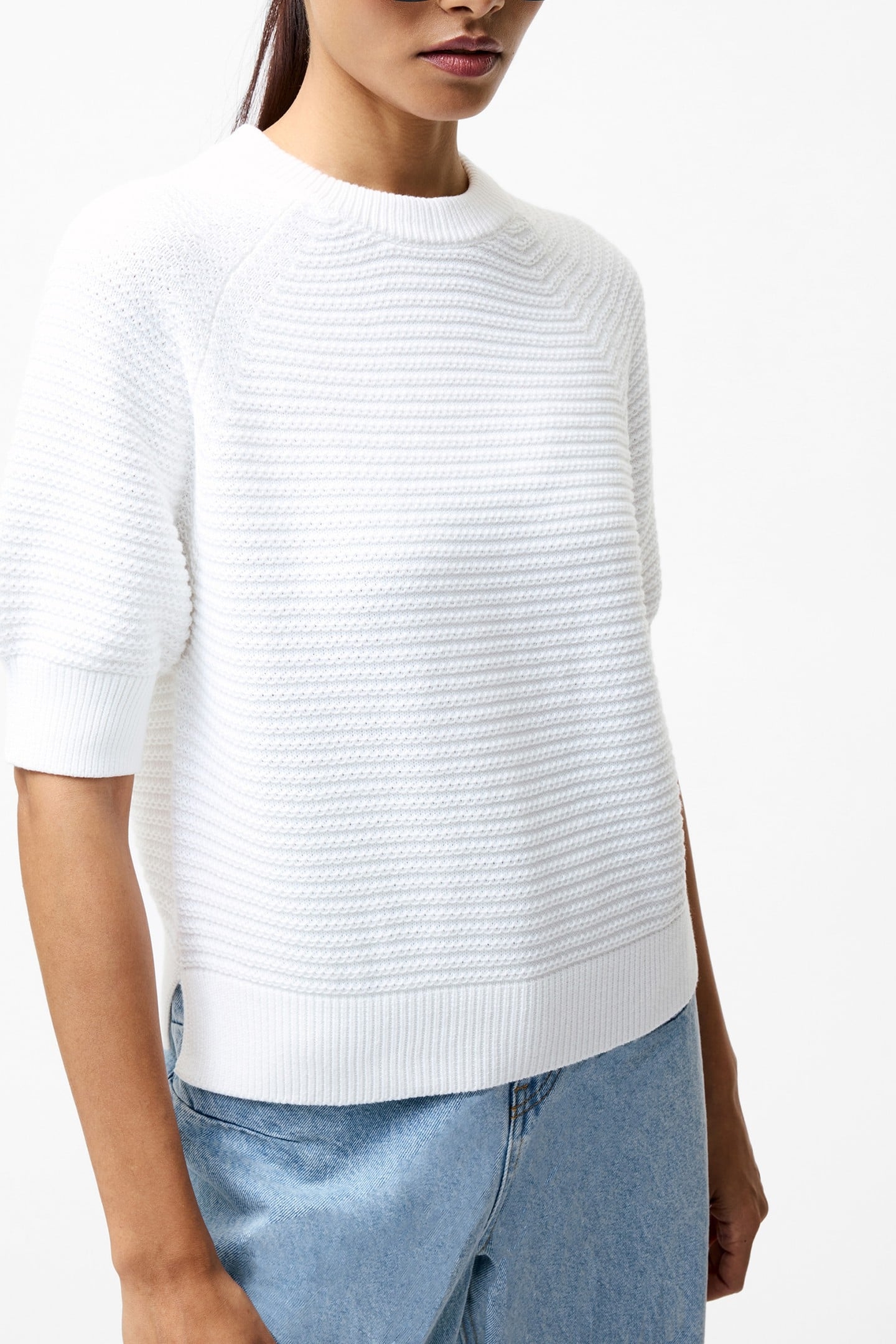 LILY SS HIGH NECK TOP LINEN WHITE 2