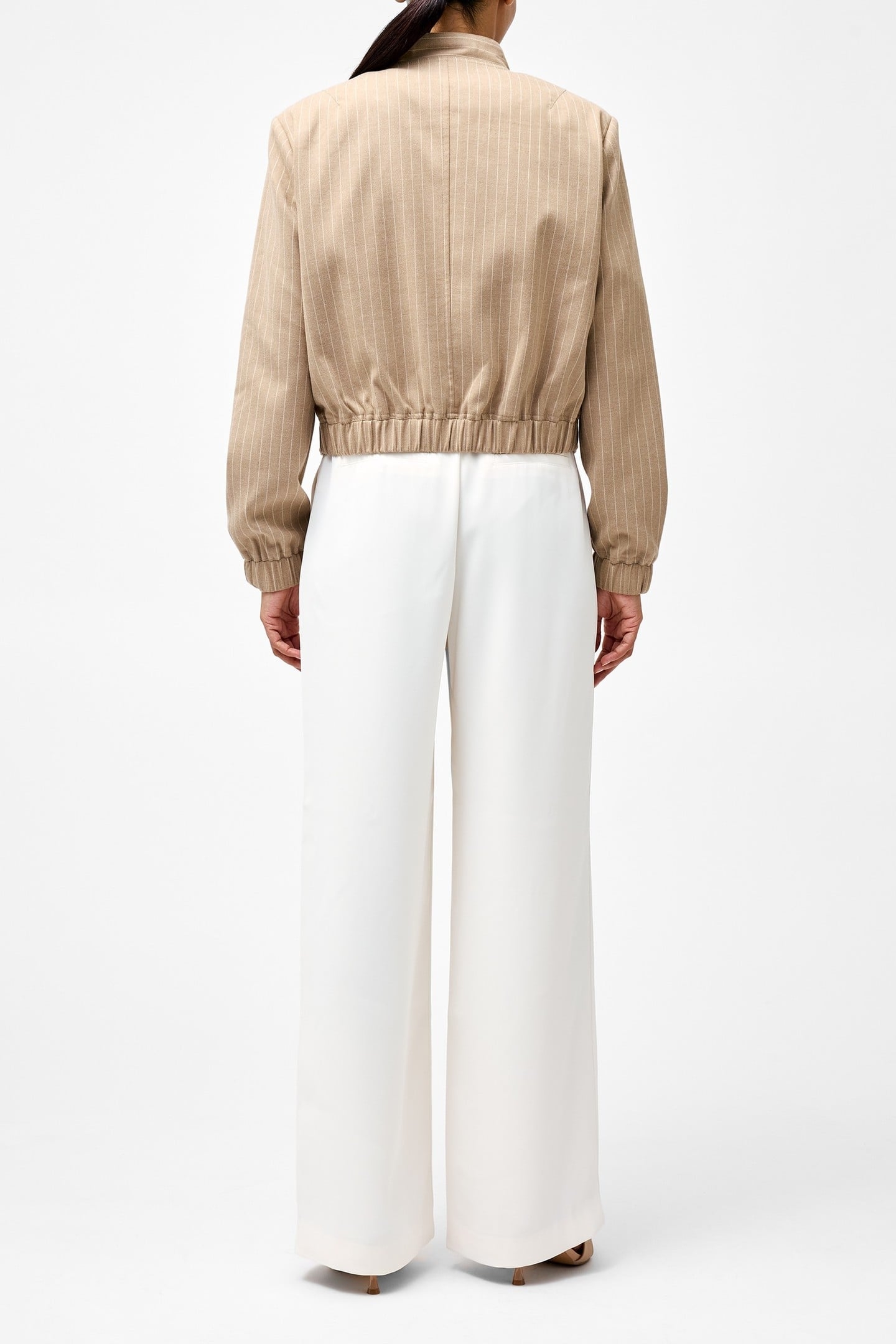 CASPIAN SUITING BOMBER JACKET CAMEL STRIPE 3