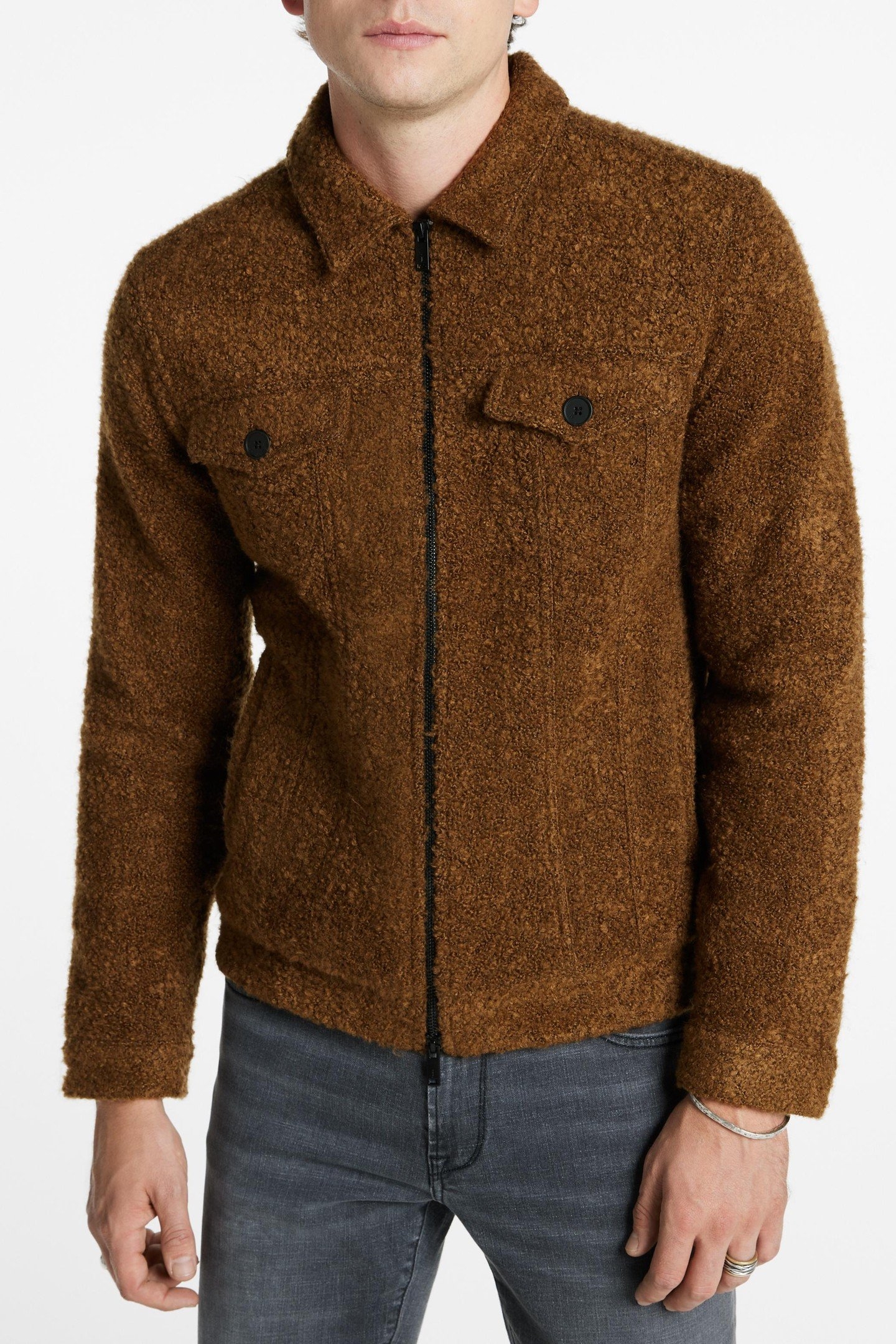 CYNDER BOUCLE TRUCKER JACKET NUTMEG 1