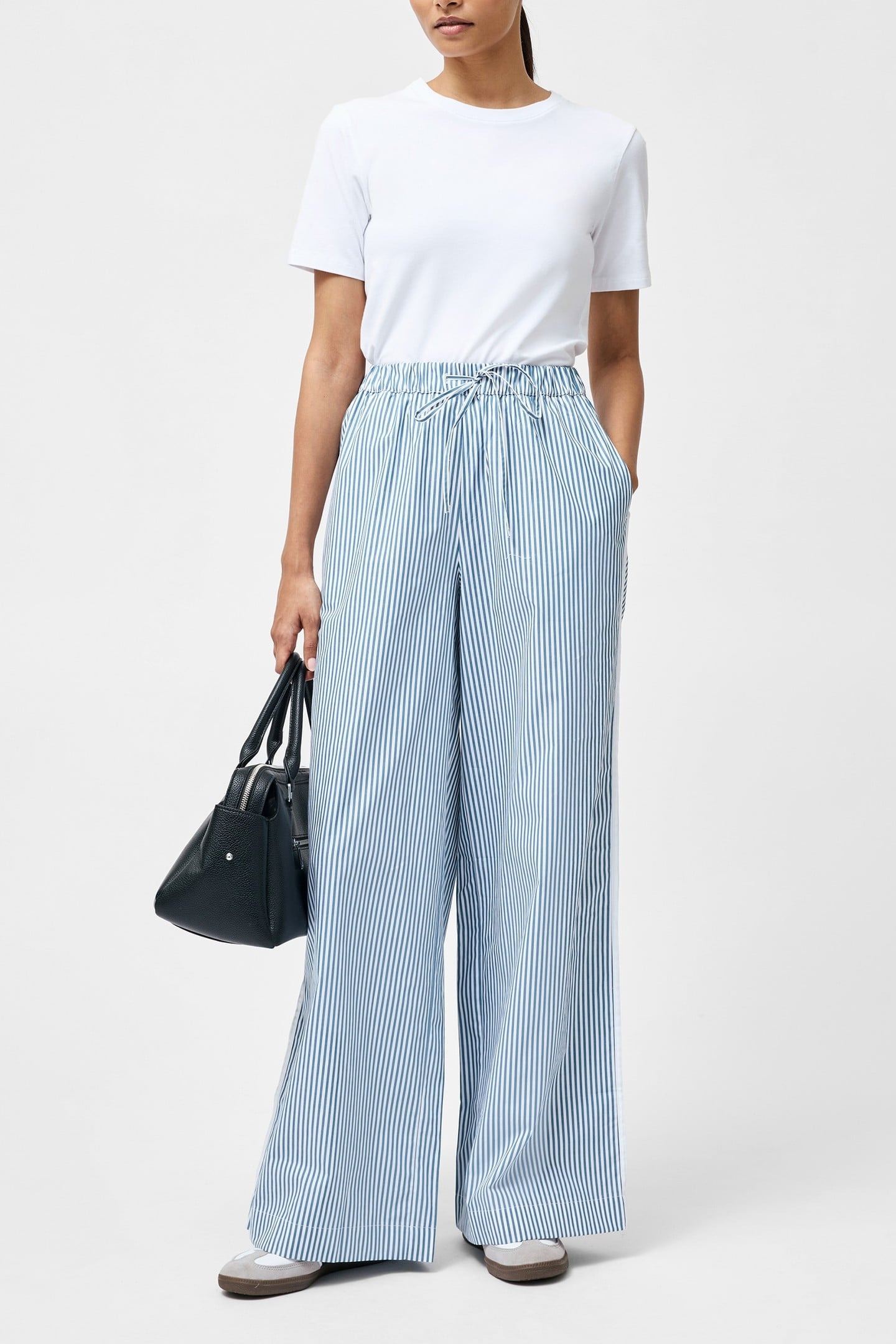 CAMBRIA COTTON STRIPED TROUSER LINEN WHITE/BLUE 1