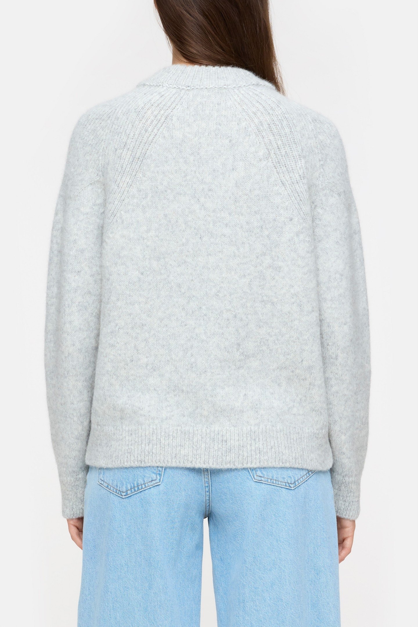 CREW NECK LONG SLEEVE KNITS LIGHT GREY MELANGE 2