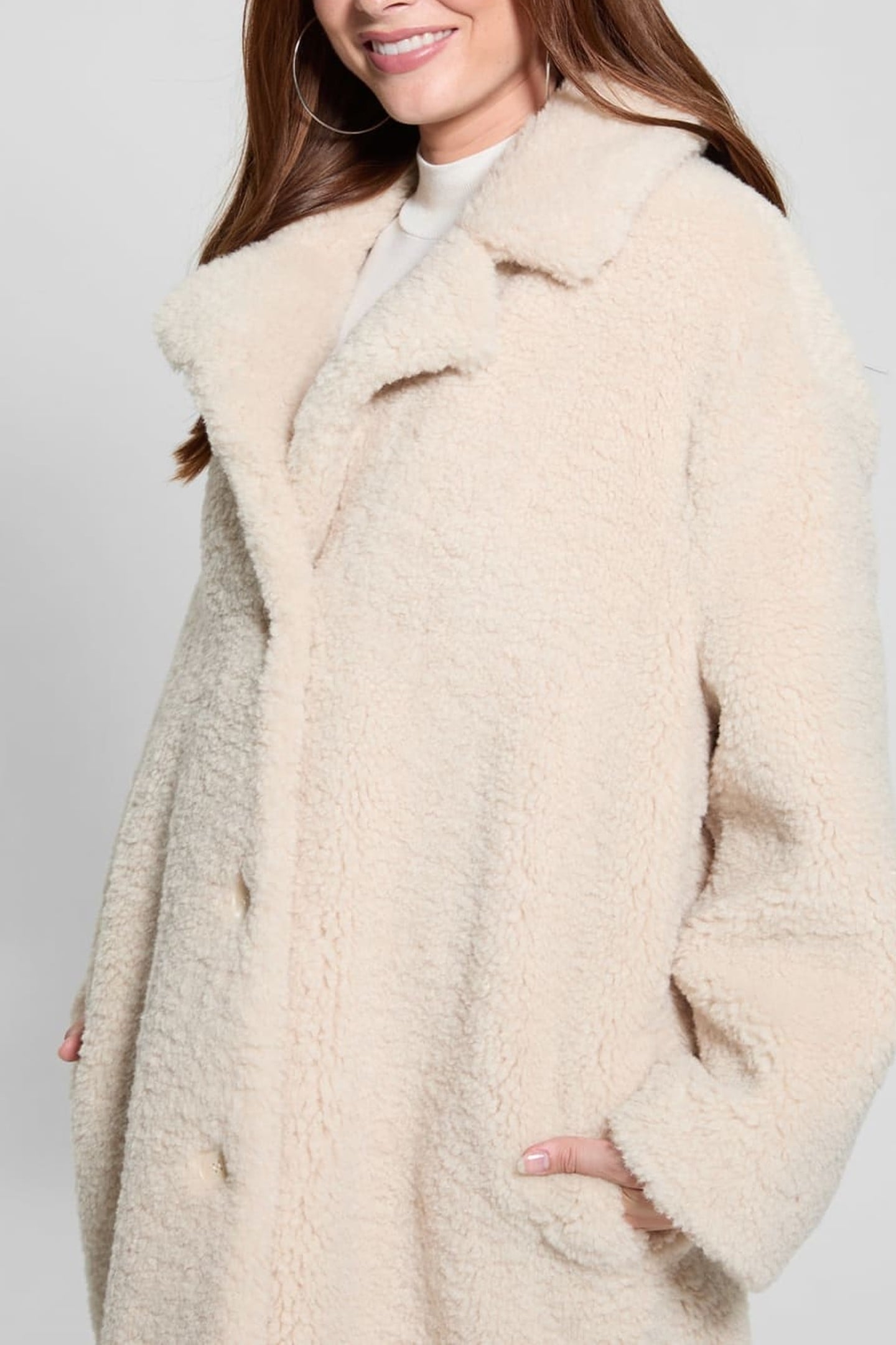 GUESS ECO NEW ALINA LONG COAT PEARL OYSTER 5