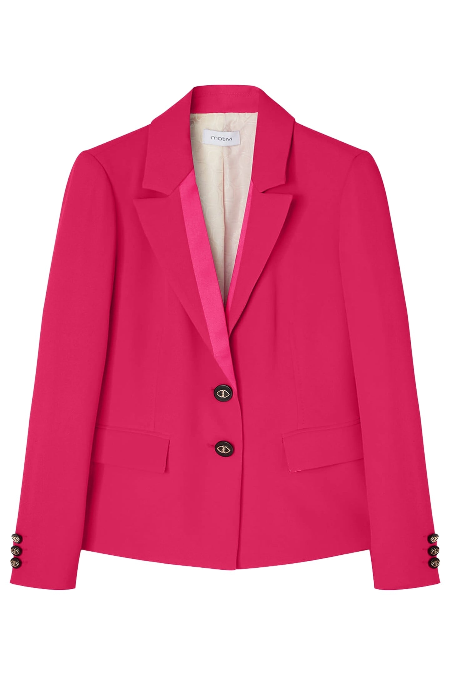 SINGLE-BREASTED BLAZER WITH SATIN INSERTS FUXIA 3