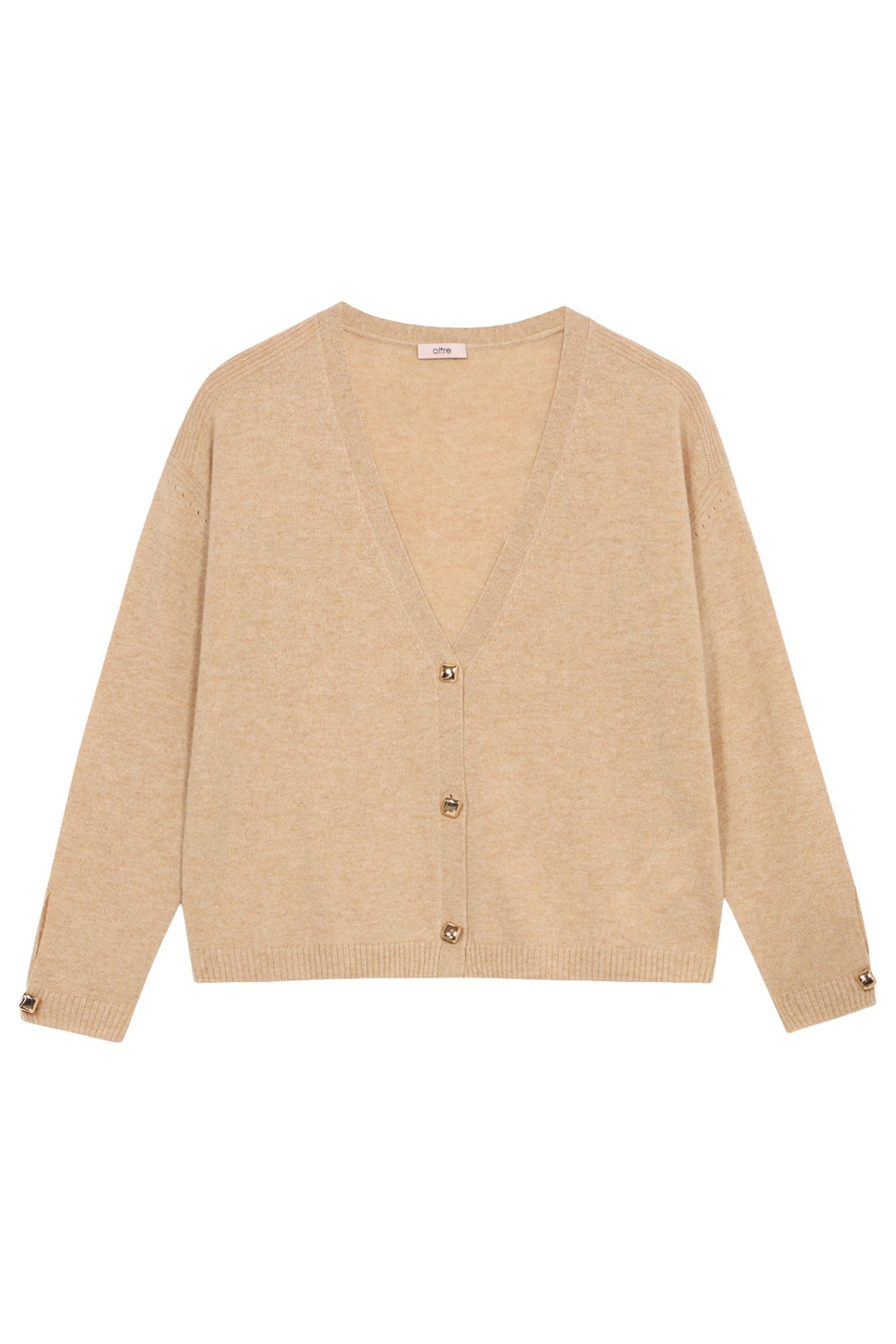 CASHMERE BLEND CARDIGAN WITH SQUARE BUTTONS BEIGE 3