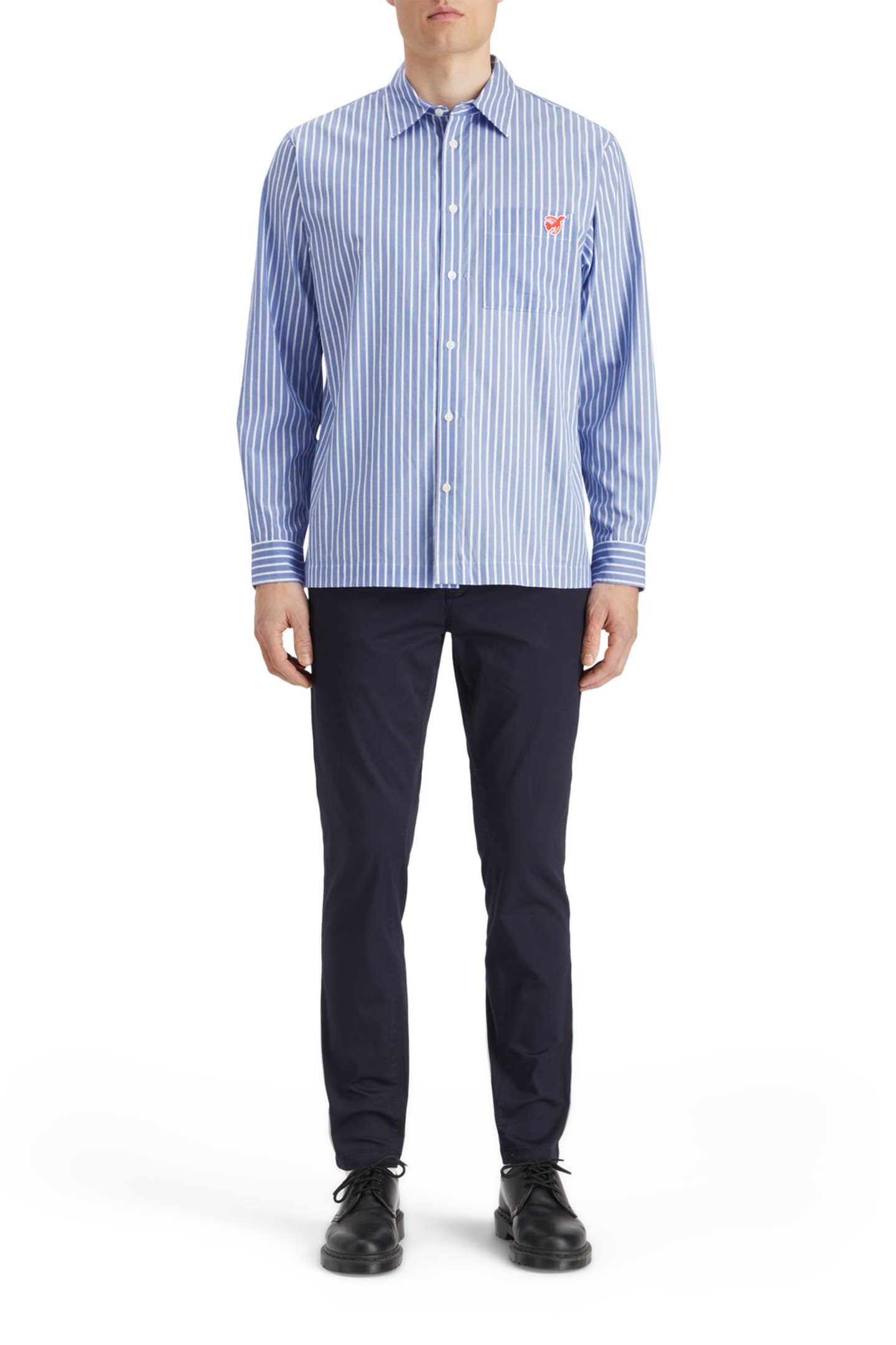 CORE - THE FREE SPIRIT PEACE BIRD POPLIN SHIRT BLUE WHITE ST 4