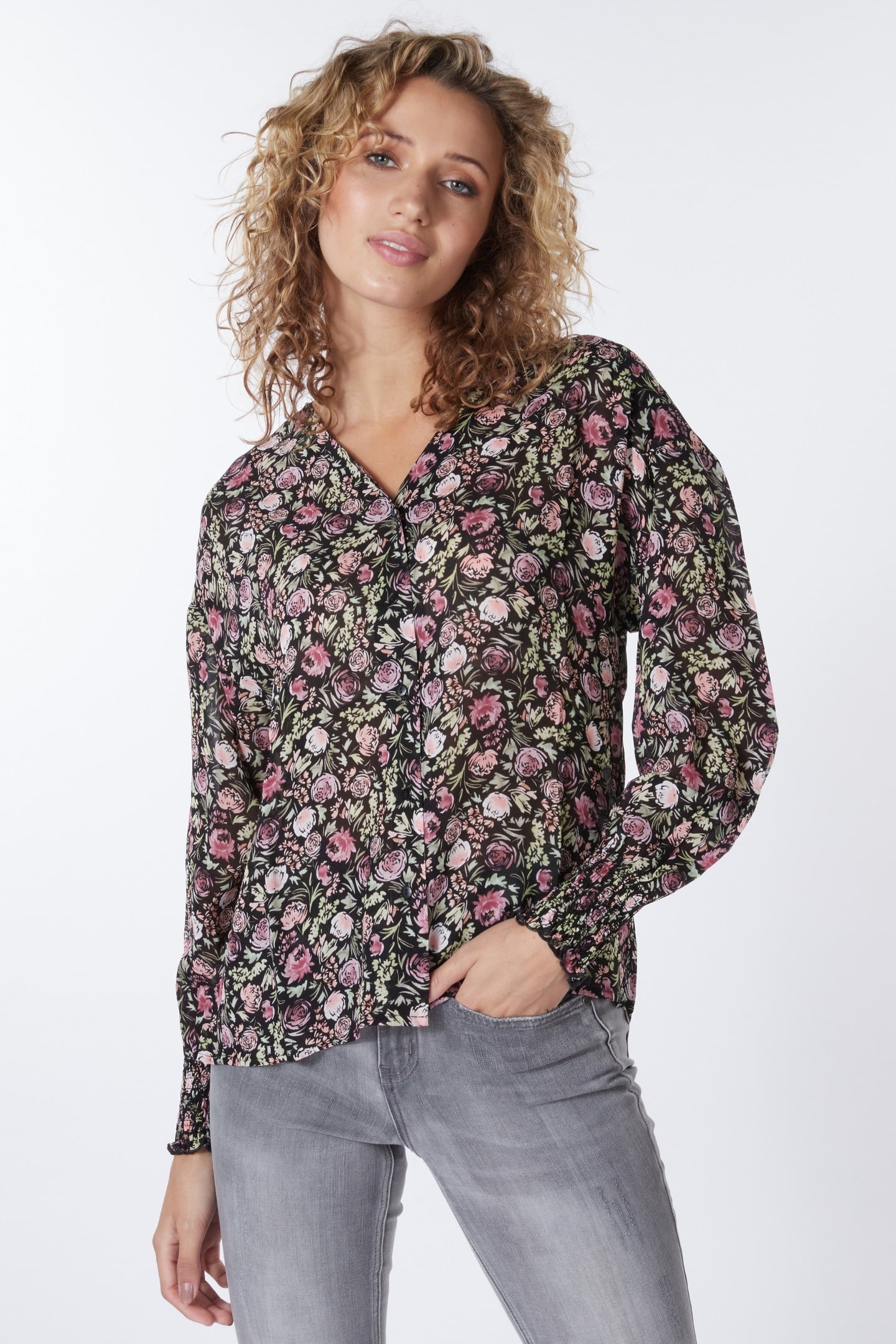BLOUSE V-NECK SOFT DECO PRINT PRINT 1