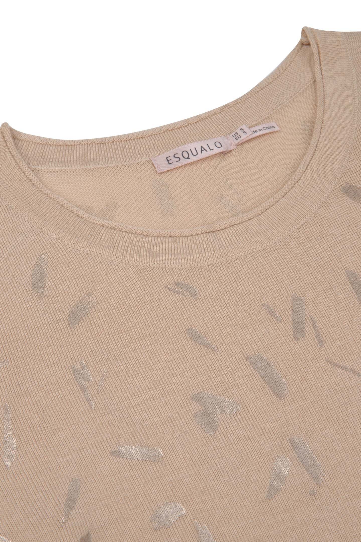 SWEATER FOIL PRINT S/SLV WARM SAND 2