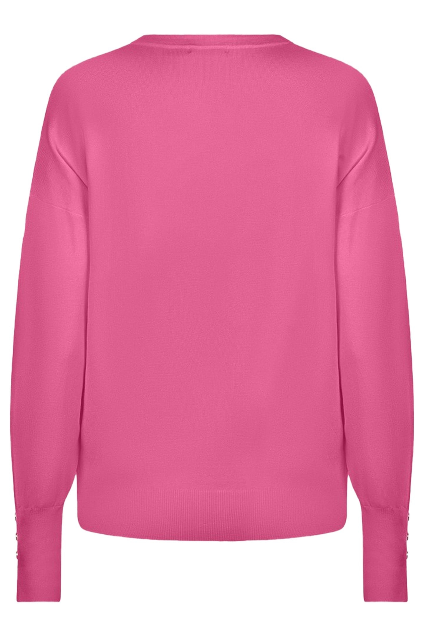 SWEATER R-NECK BUTTONED SLEEVE CUFF PINK 2