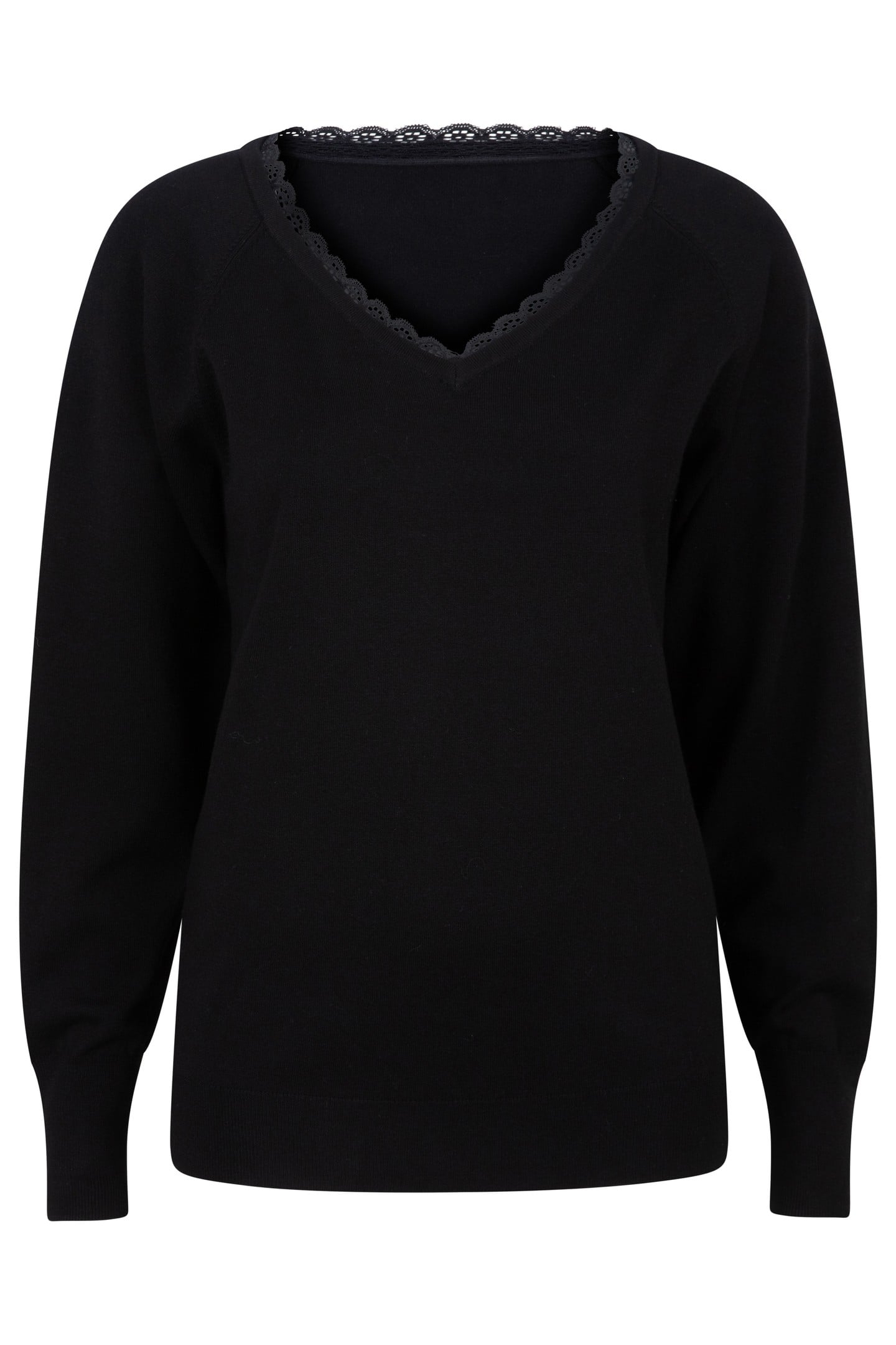 SWEATER V-NECK LACE BLACK 5