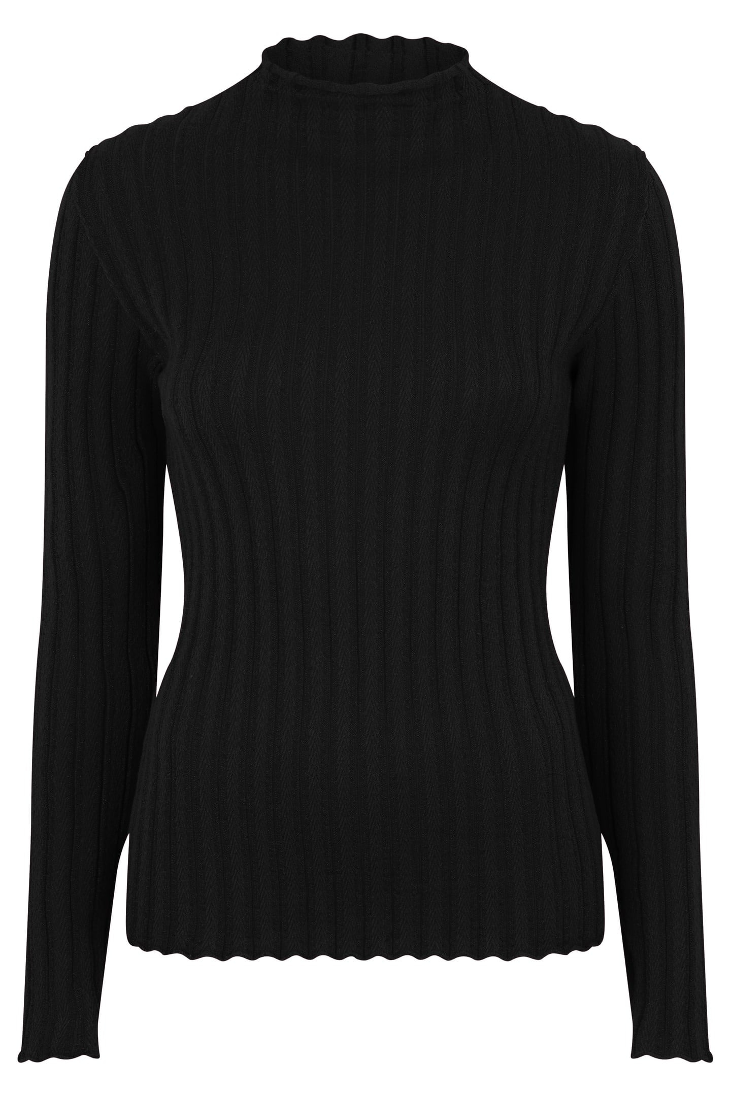SWEATER MOCK NECK METALLIC YARN BLACK 1