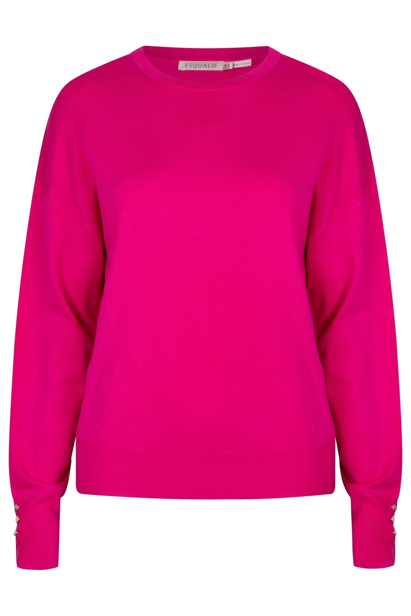 SWEATER BASIC BUTTON SLVE CUFF FUCHSIA 1