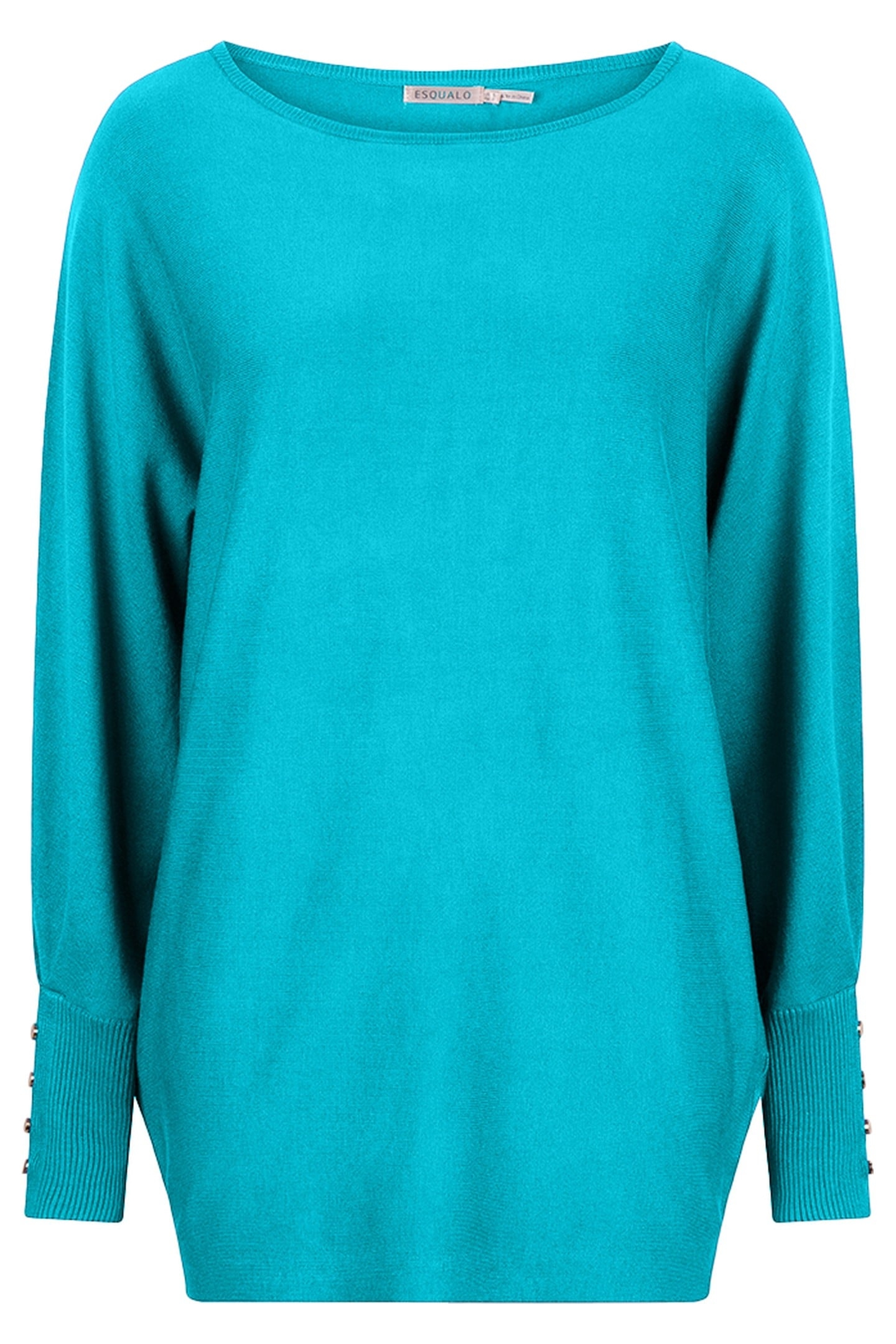 SWEATER BATWING BUTTONED CUFF PEACOCK BLUE 1