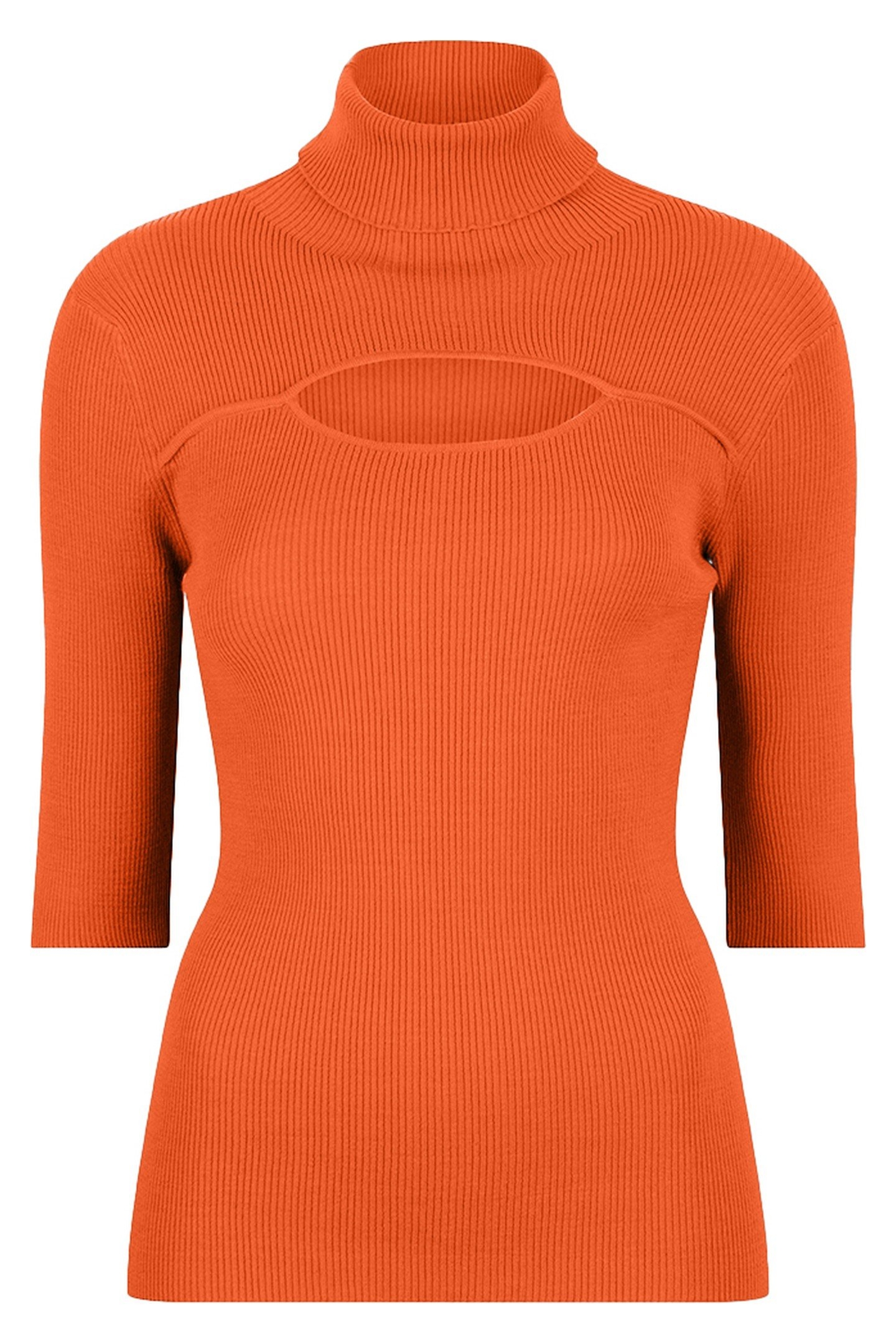 TOP SHORT SLVE OPEN RIB COL ORANGE 2