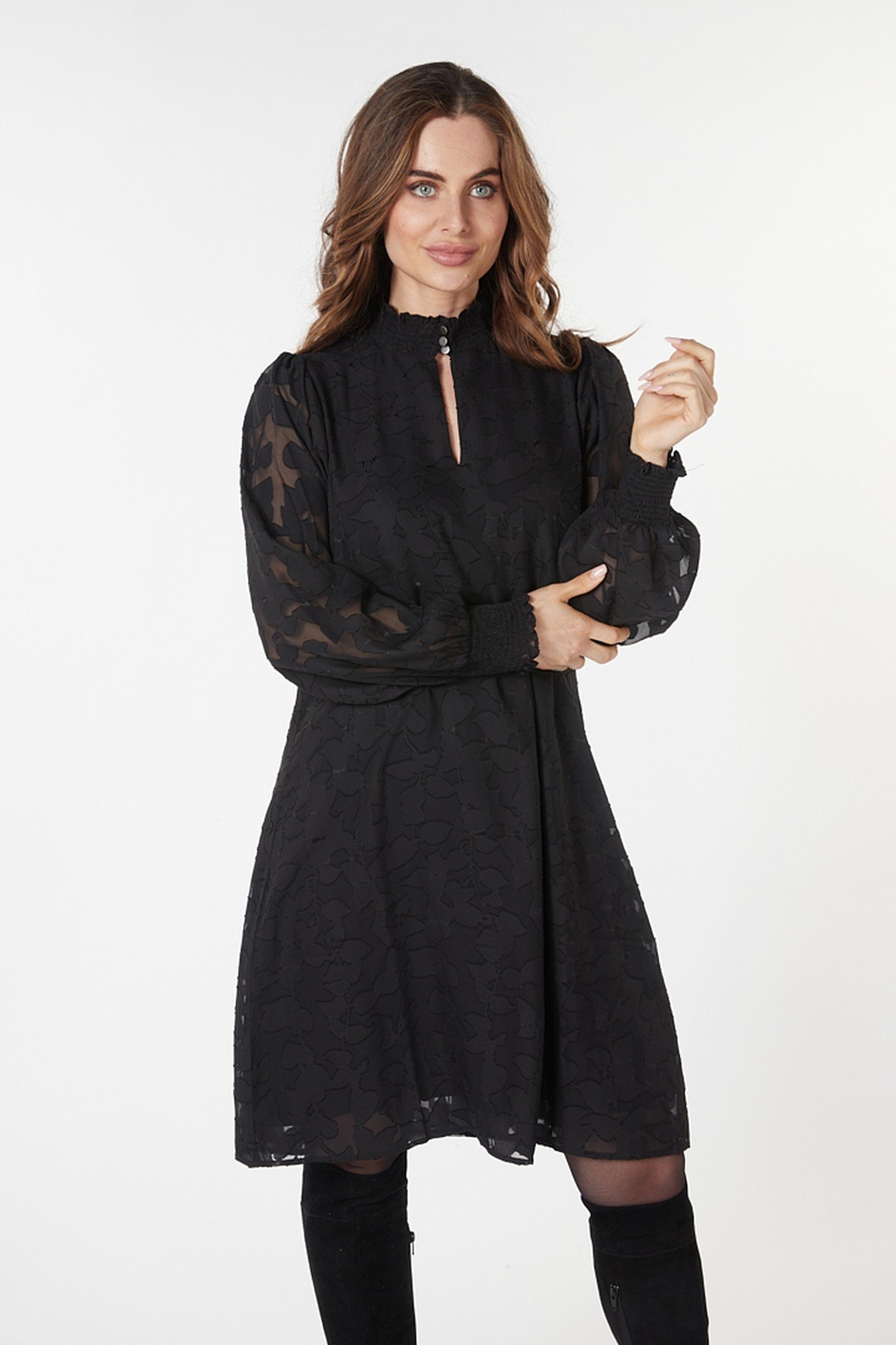 DRESS SMOCK JACQUARD BLACK 2