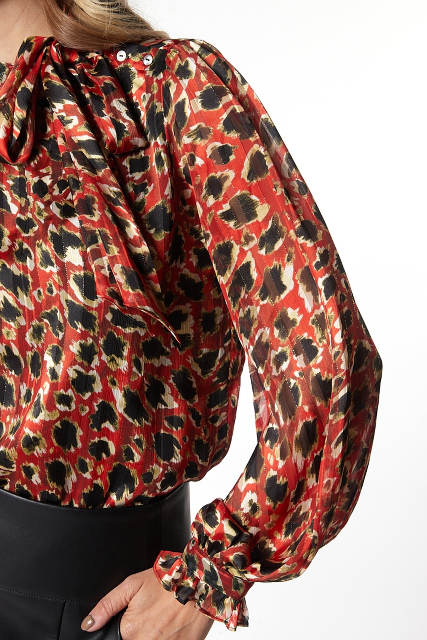 BLOUSE SHAWL COLLAR LEOPARD SKINS PRINT 6