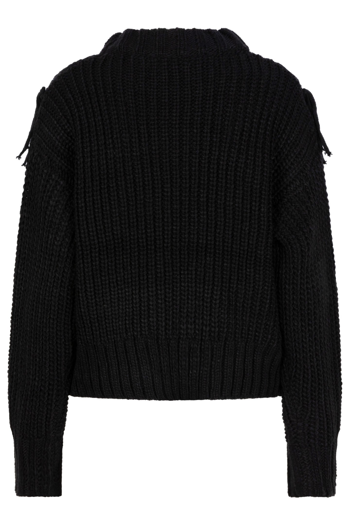 SWEATER CABLE FRINGES BLACK 6