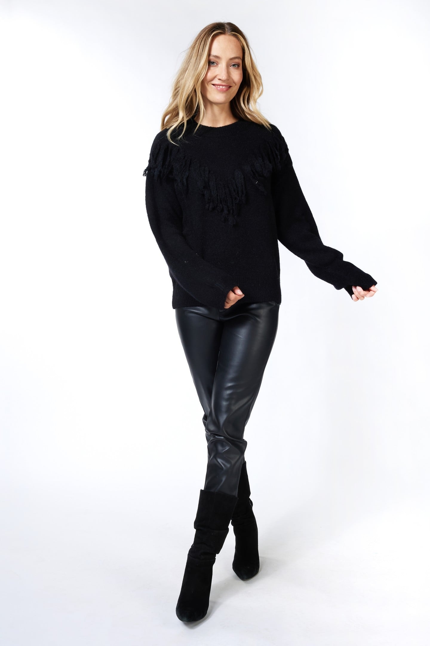 SWEATER FRINGES BLACK 1