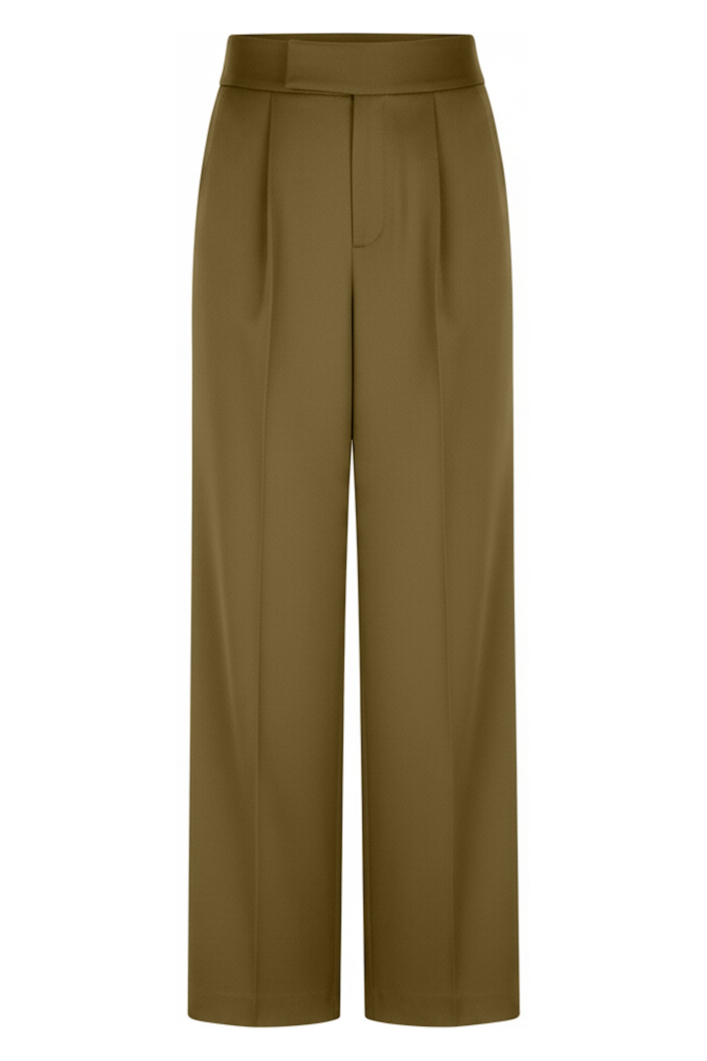 TROUSERS HIGH WAIST WIDE CITY MOSS GREEN 1
