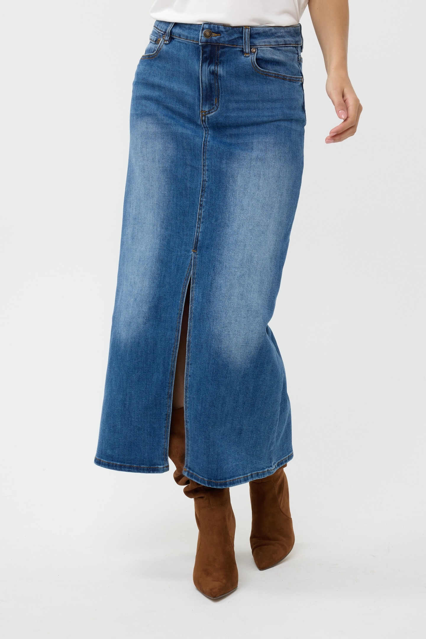 SKIRT DENIM LONG SLIT JEANS BLUE 2