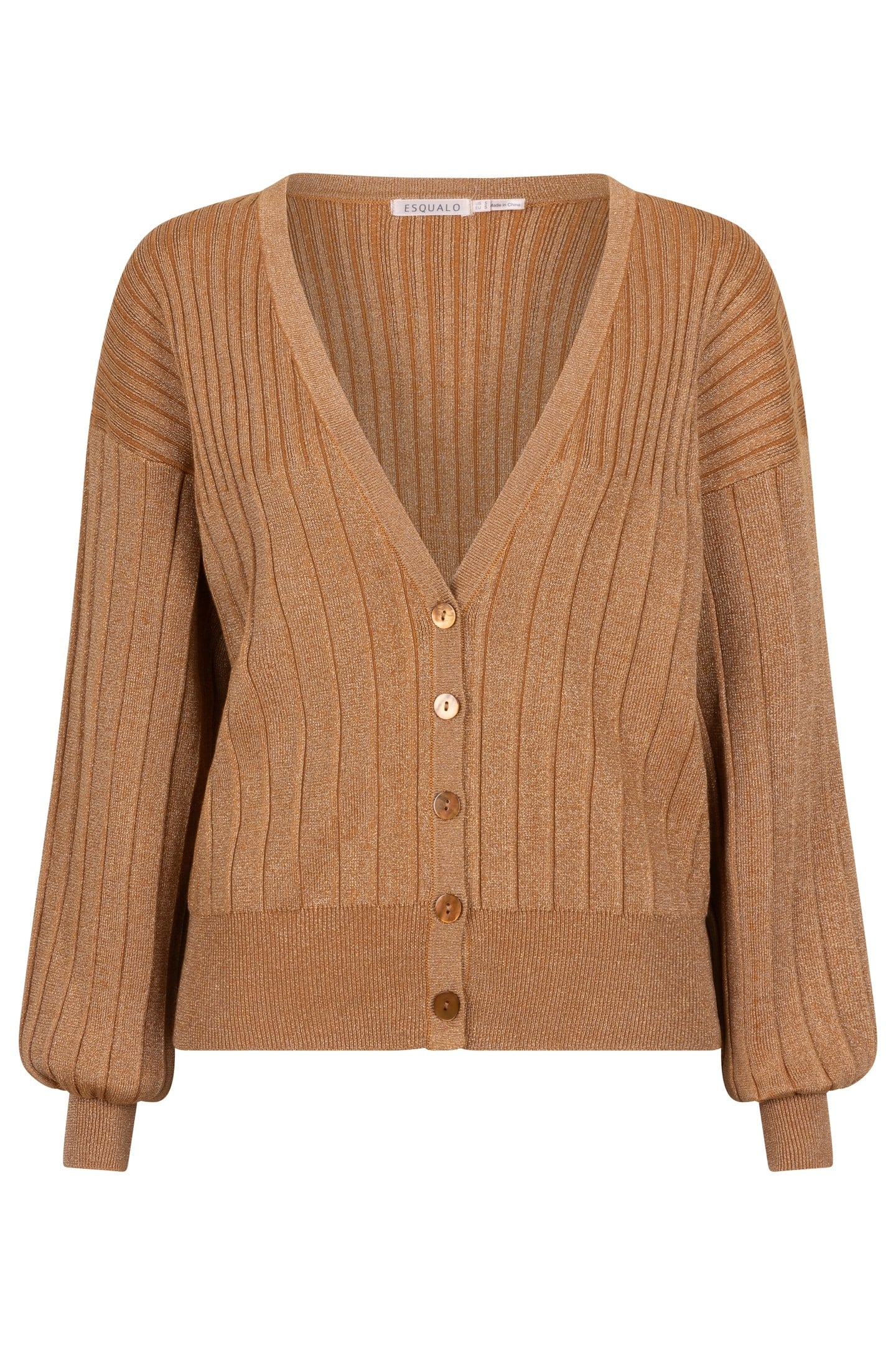 CARDIGAN RIB LUREX CARAMEL 5